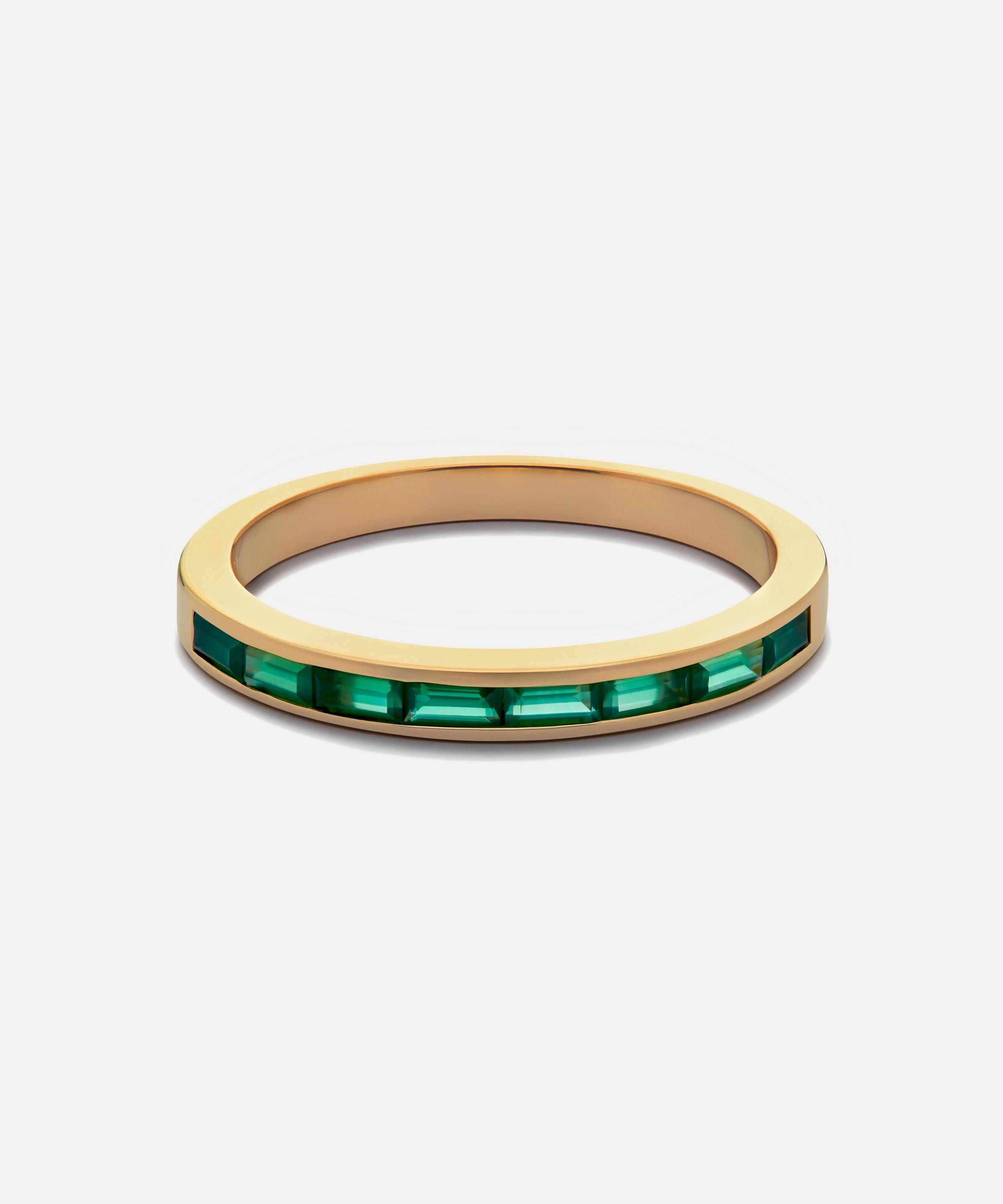 Monica Vinader - 18ct Gold-Plated Vermeil Silver Mini Baguette Green Onyx Ring