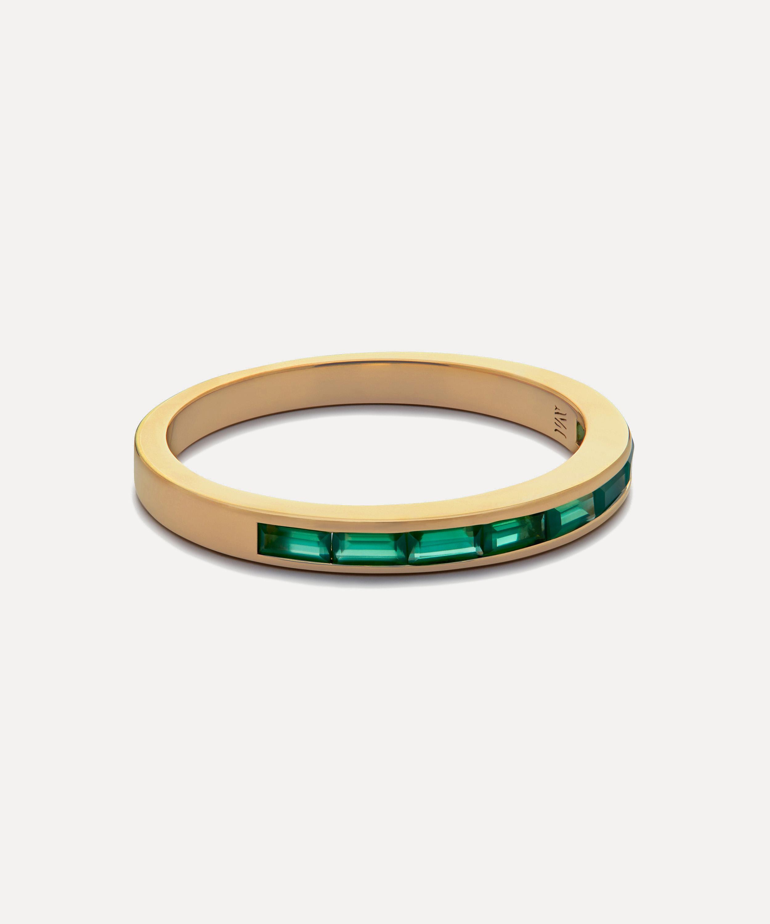 Monica Vinader - 18ct Gold-Plated Vermeil Silver Mini Baguette Green Onyx Ring image number 2