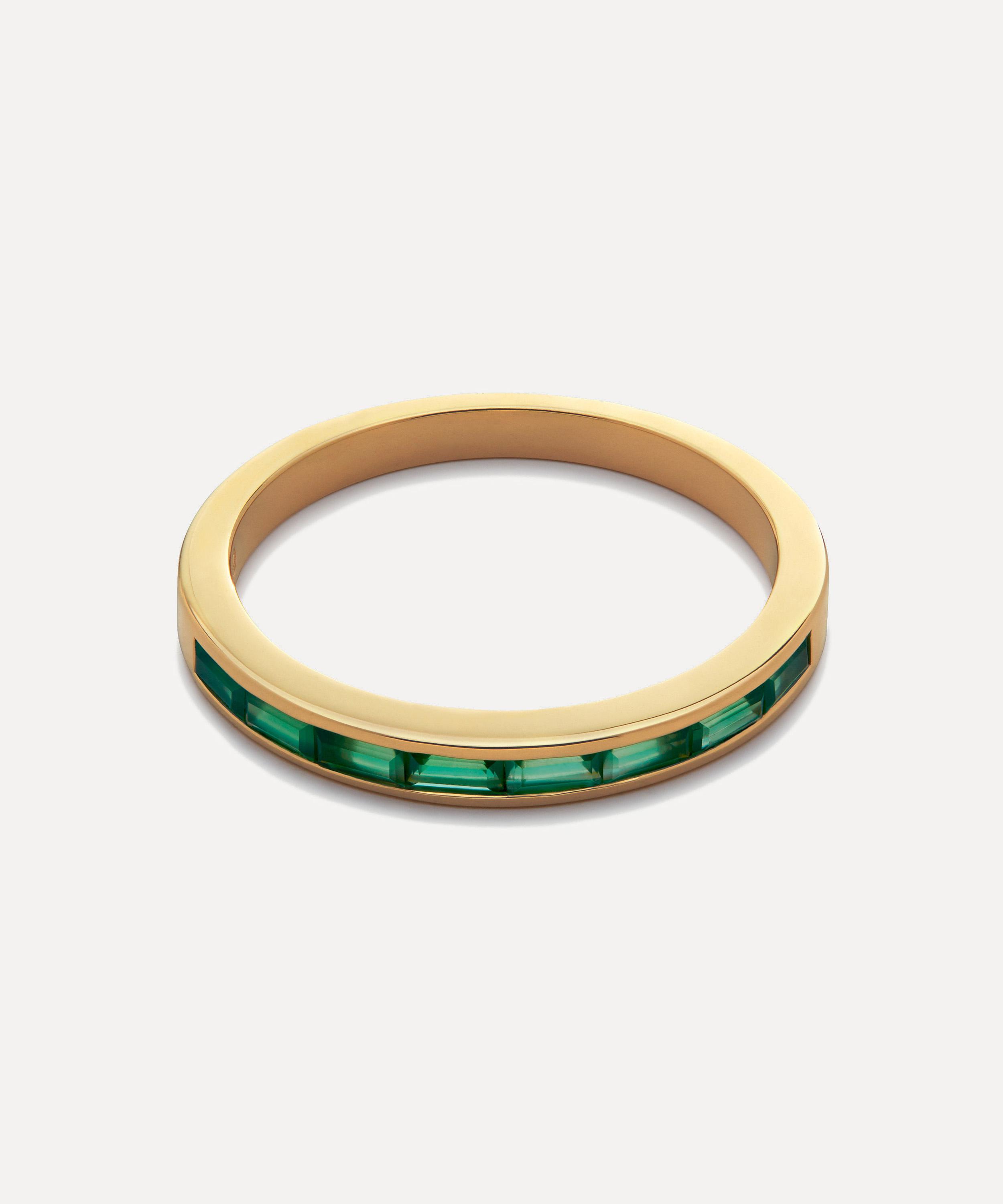 Monica Vinader - 18ct Gold-Plated Vermeil Silver Mini Baguette Green Onyx Ring image number 3