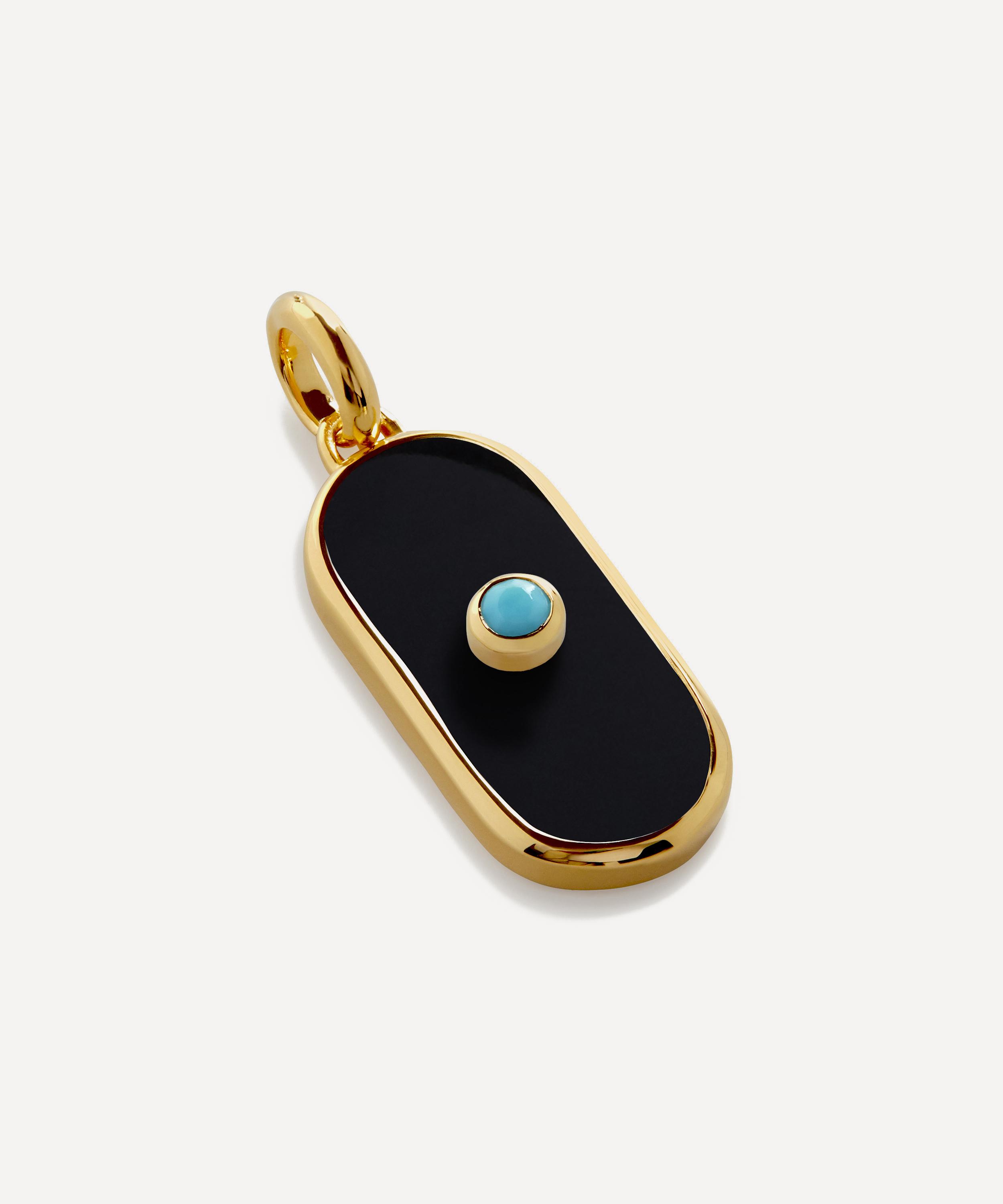 Monica Vinader - 18ct Gold-Plated Vermeil Silver Gemstone Tablet Pendant Charm
