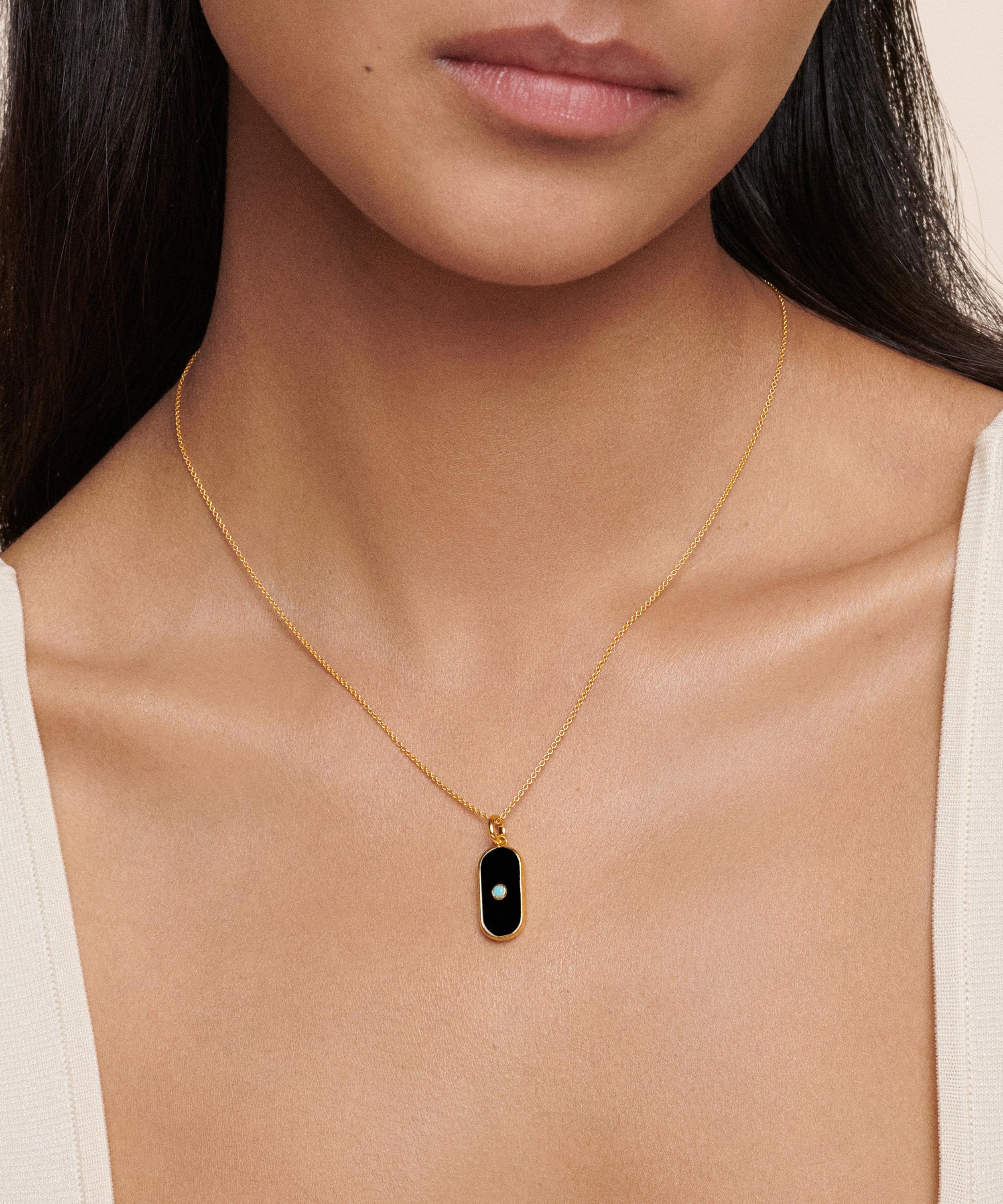 Monica Vinader - 18ct Gold-Plated Vermeil Silver Gemstone Tablet Pendant Charm image number 1