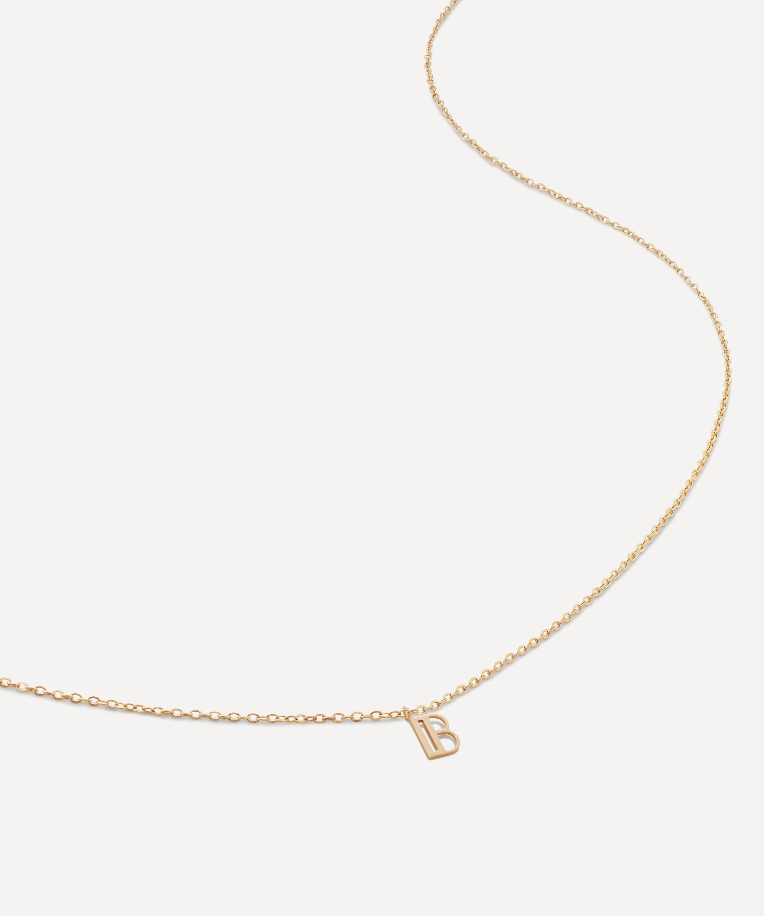 Monica Vinader - 14ct Gold Small B Initial Pendant Necklace image number 0
