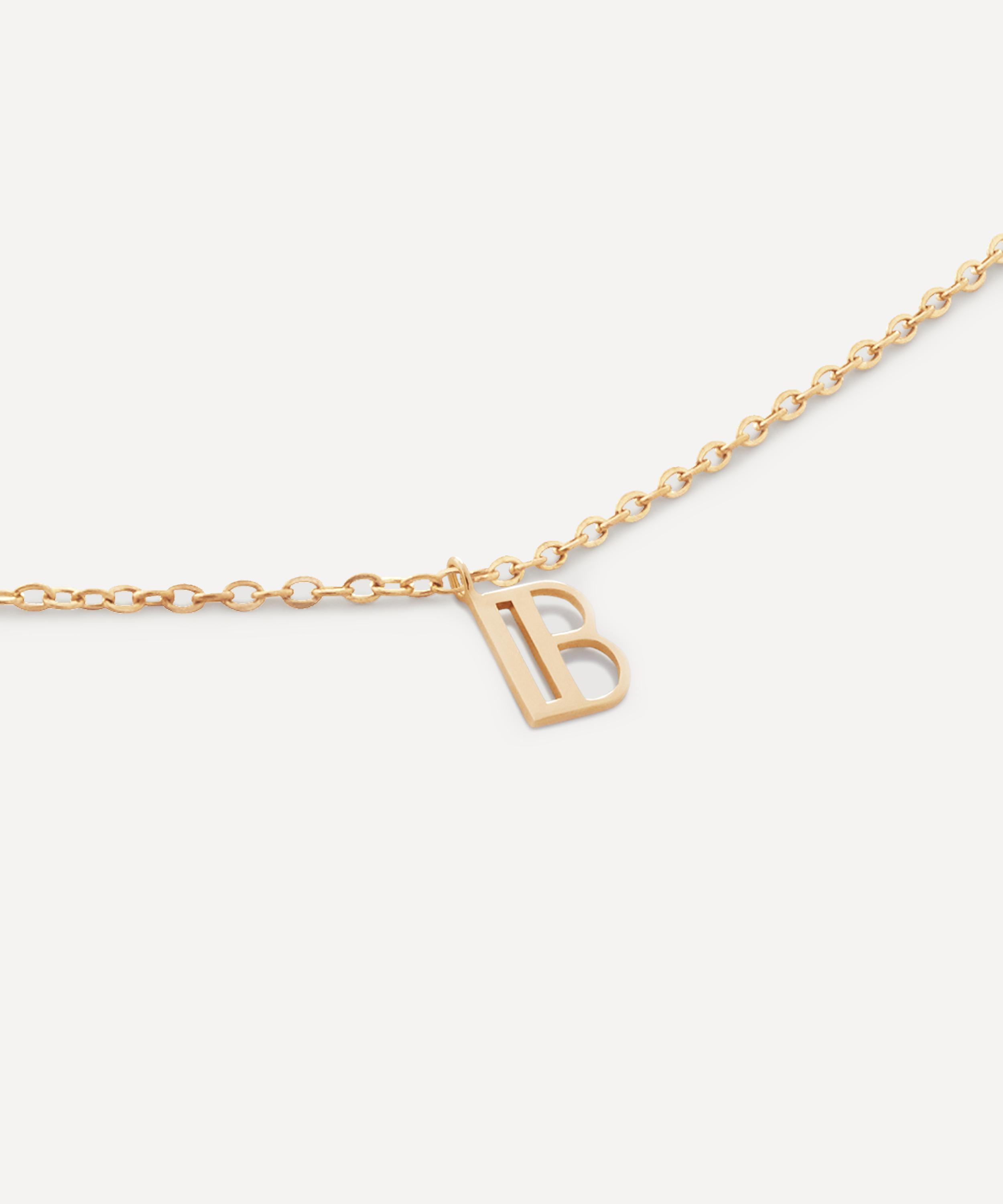 Monica Vinader - 14ct Gold Small B Initial Pendant Necklace image number 1