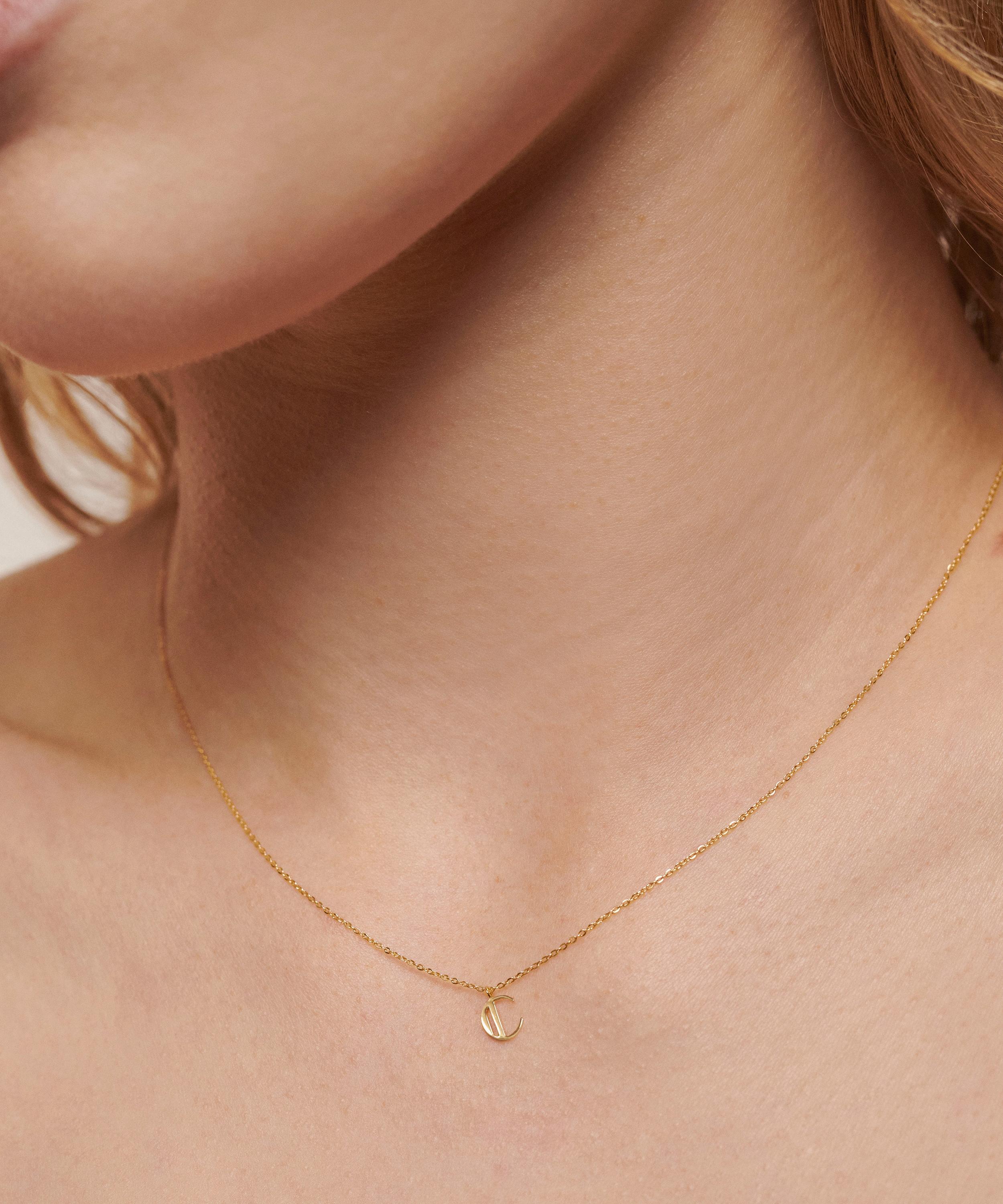 Monica Vinader - 14ct Gold Small C Initial Pendant Necklace image number 1