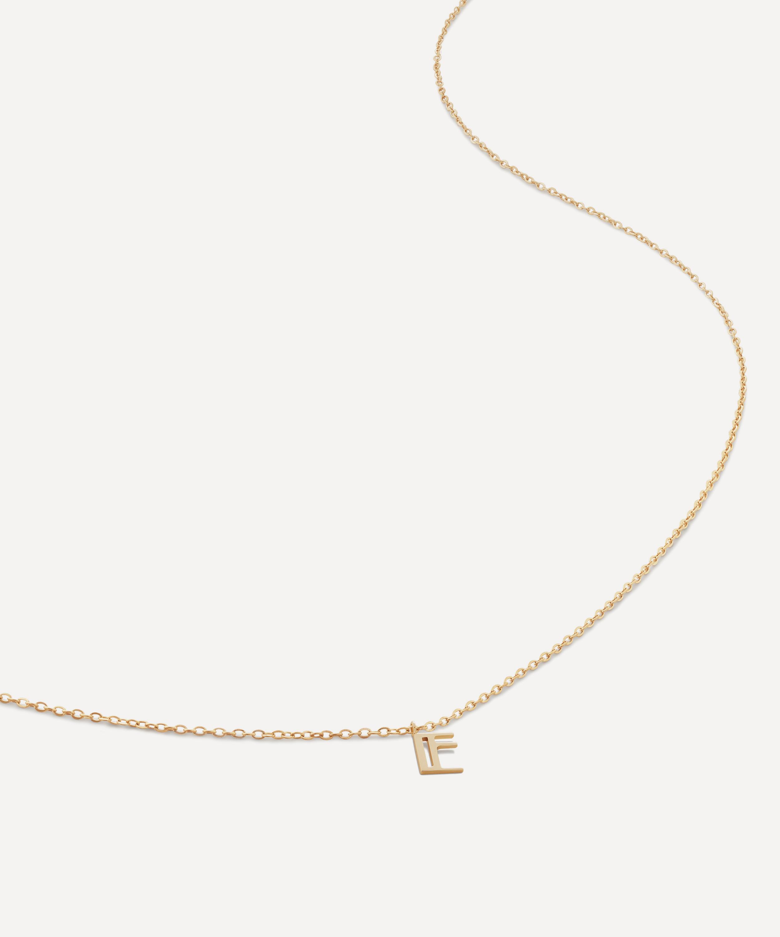 Monica Vinader - 14ct Gold Small E Initial Pendant Necklace image number 0