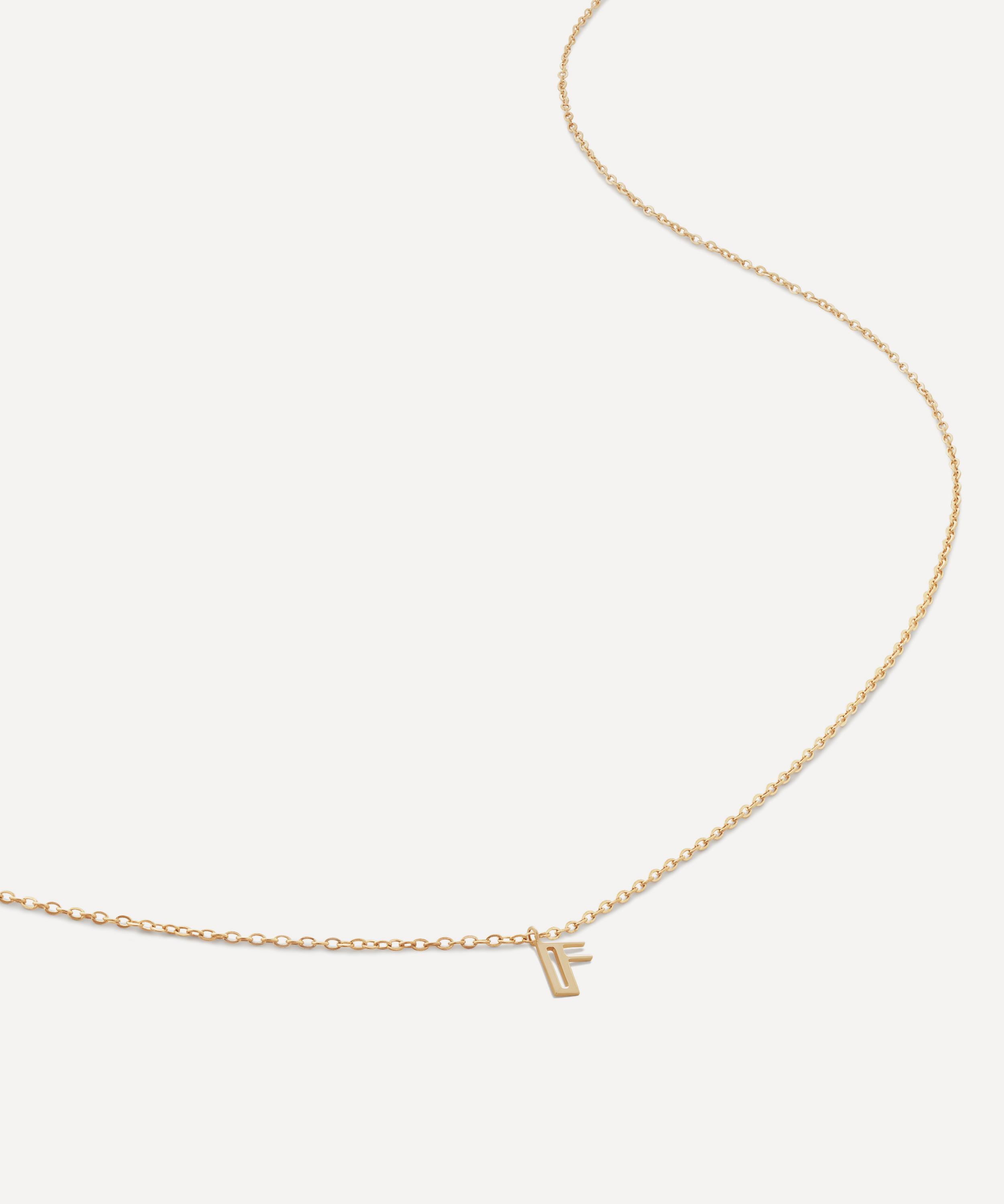 Monica Vinader - 14ct Gold Small F Initial Pendant Necklace image number 0