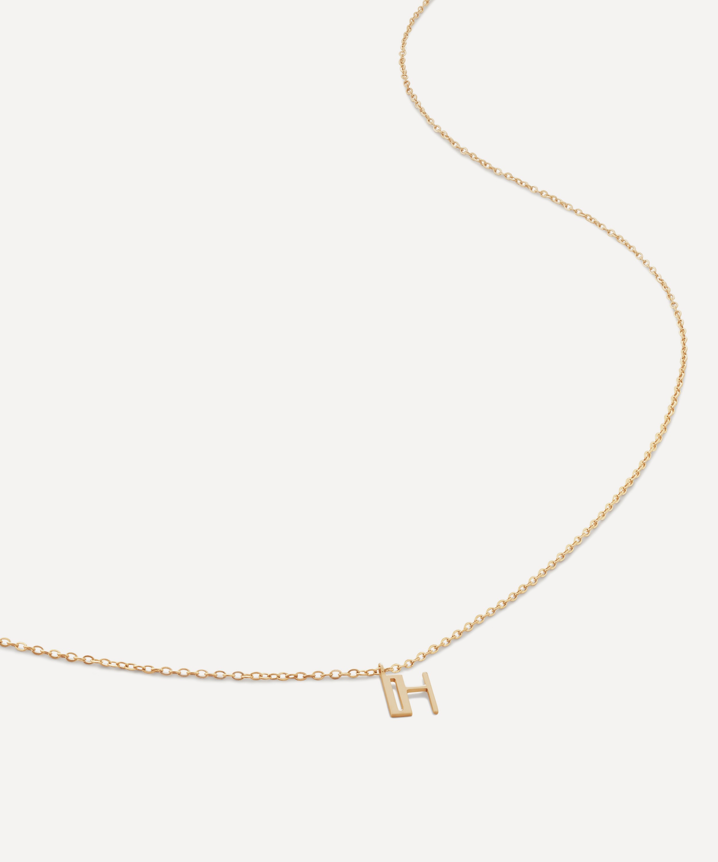Monica Vinader - 14ct Gold Small H Initial Pendant Necklace image number 0