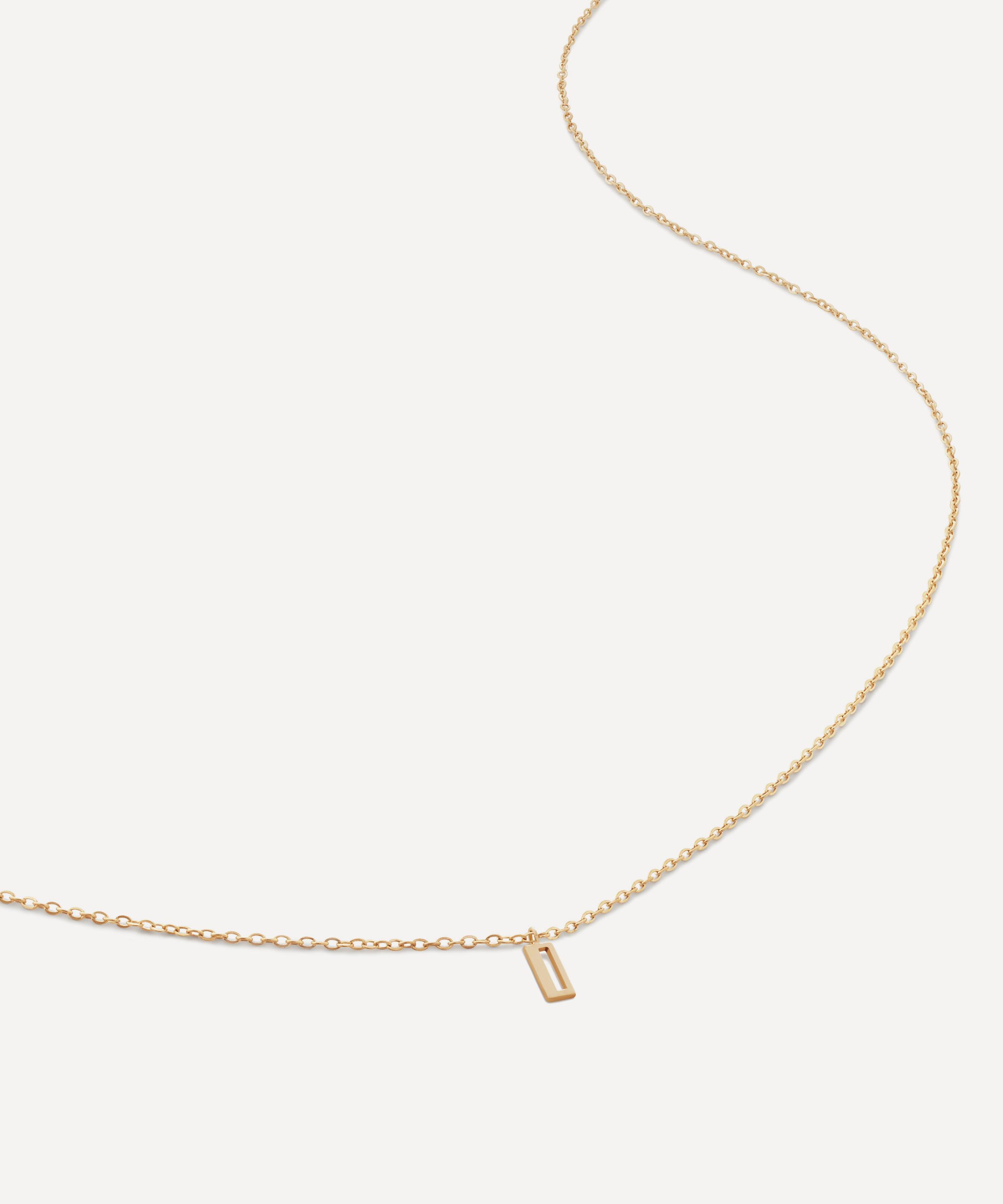 Monica Vinader - 14ct Gold Small I Initial Pendant Necklace image number 0