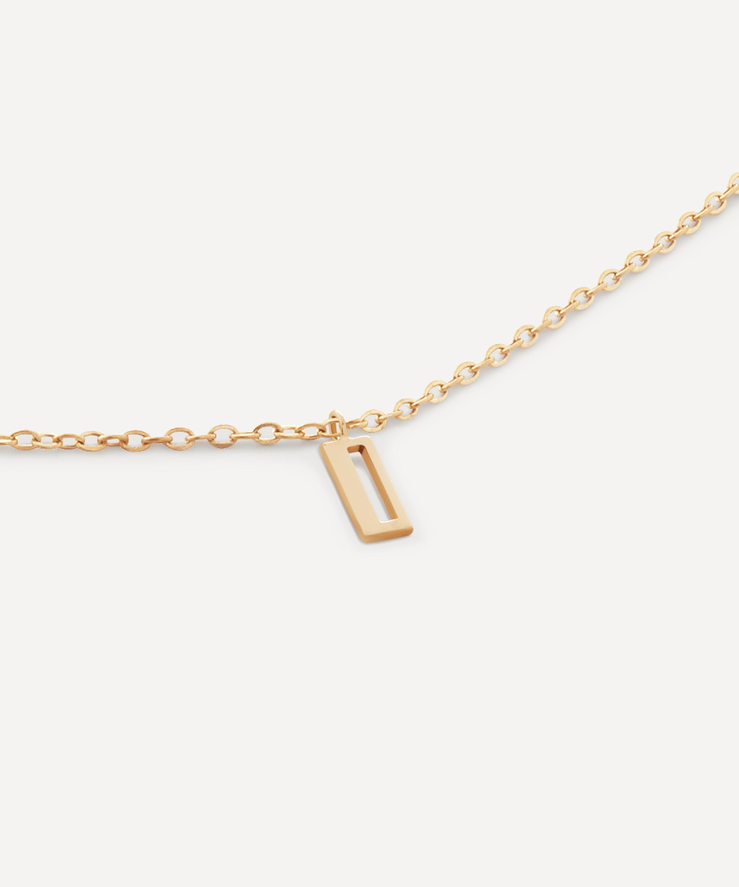 Monica Vinader - 14ct Gold Small I Initial Pendant Necklace image number 1