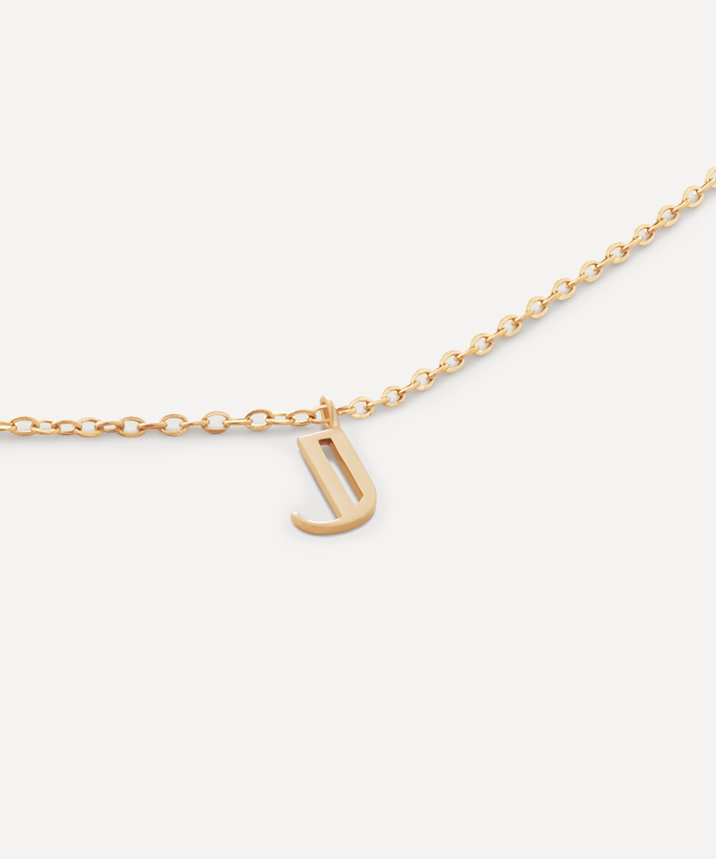 Monica Vinader - 14ct Gold Small J Initial Pendant Necklace image number 1