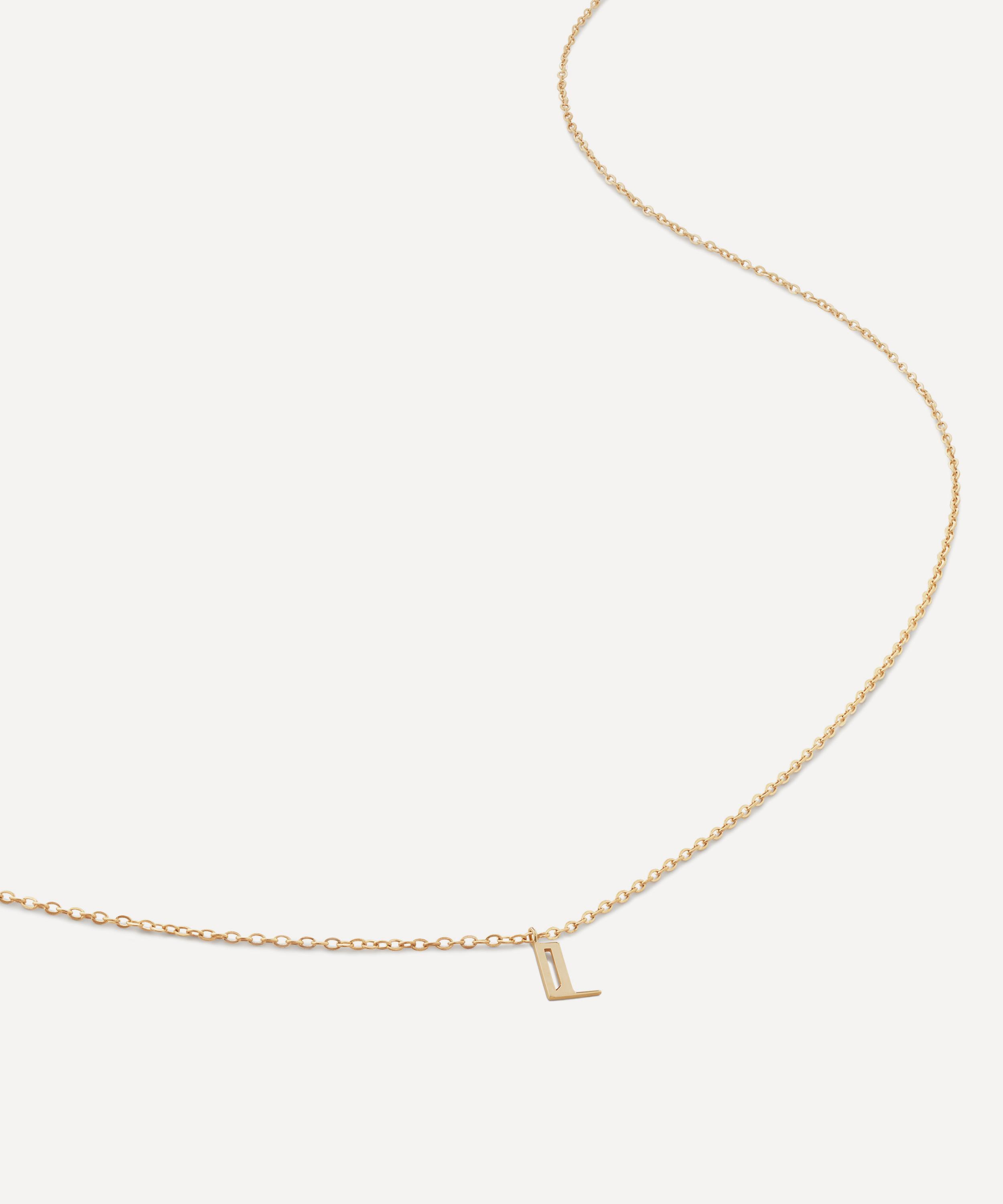 Monica Vinader - 14ct Gold Small L Initial Pendant Necklace image number 0