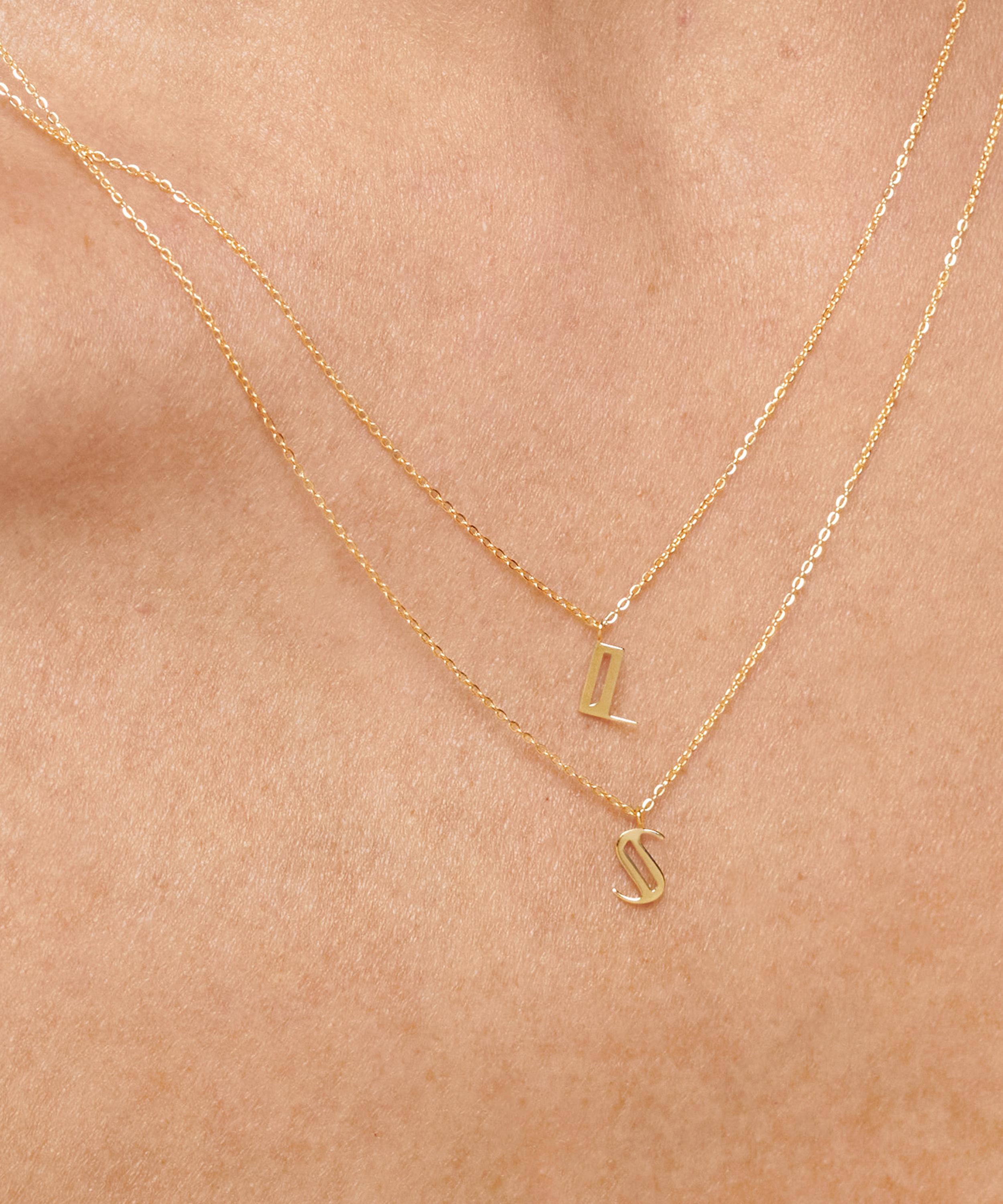 Monica Vinader - 14ct Gold Small L Initial Pendant Necklace image number 1