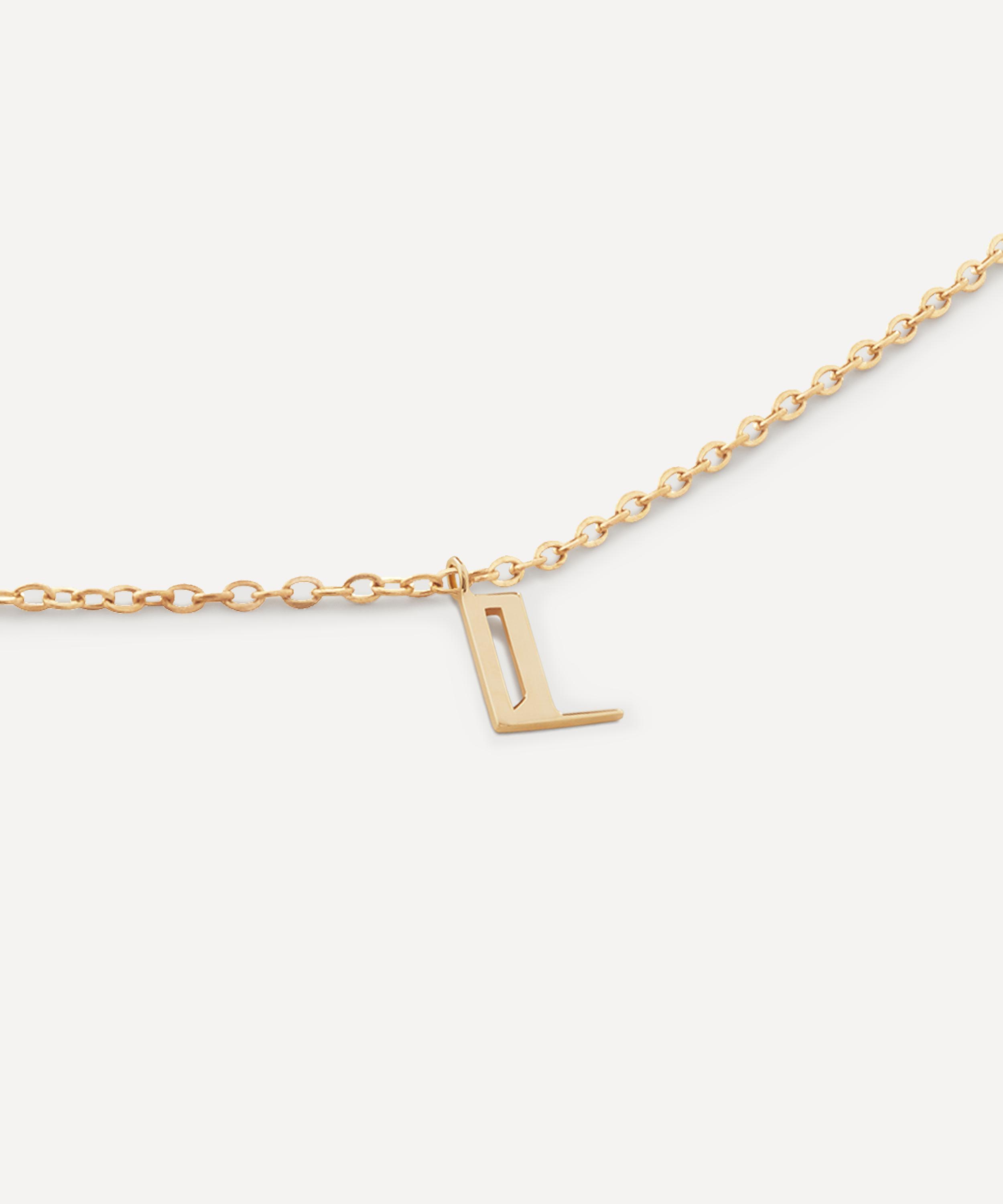 Monica Vinader - 14ct Gold Small L Initial Pendant Necklace image number 2