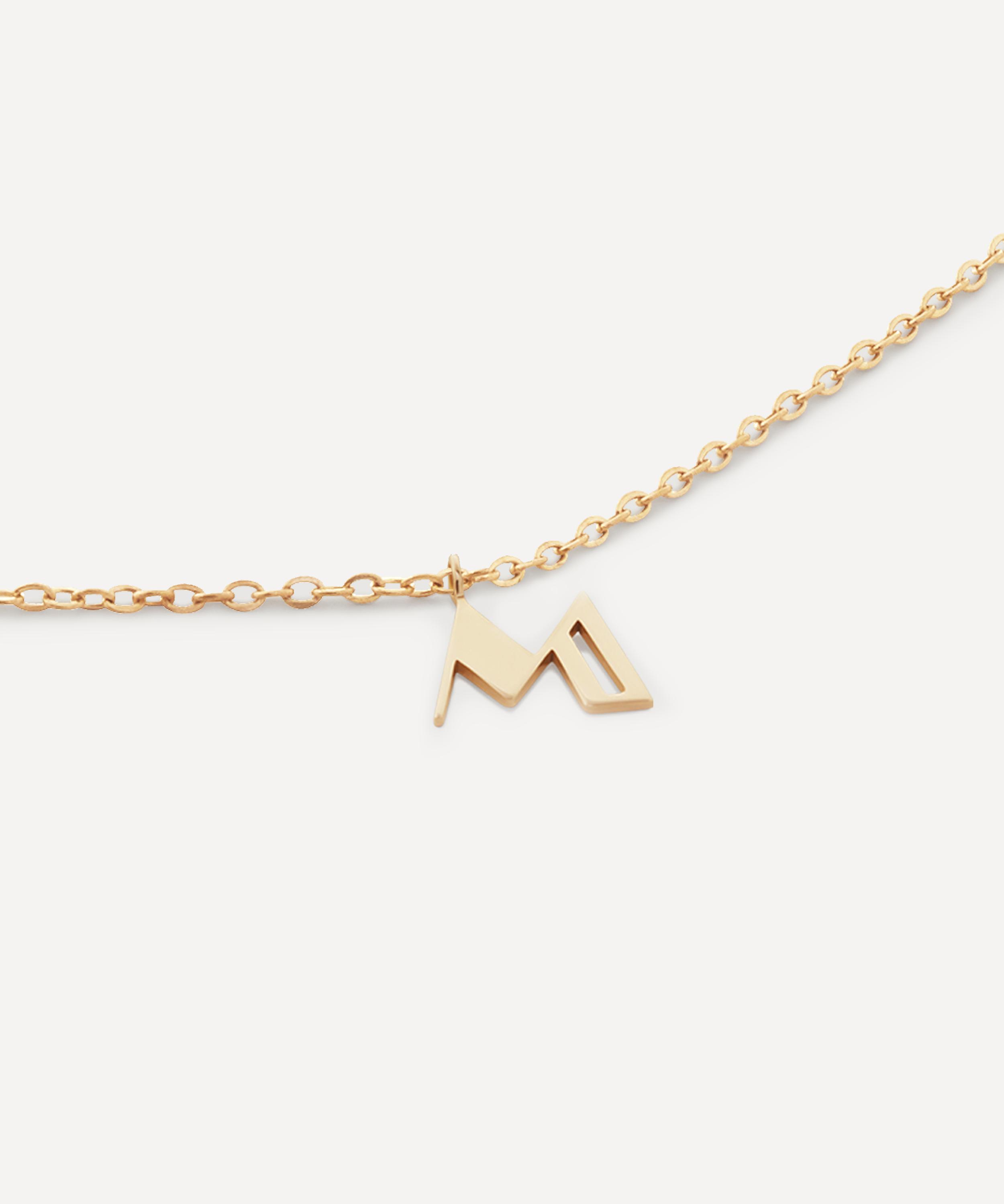 Monica Vinader 14ct Gold Small M Initial Pendant Necklace Liberty