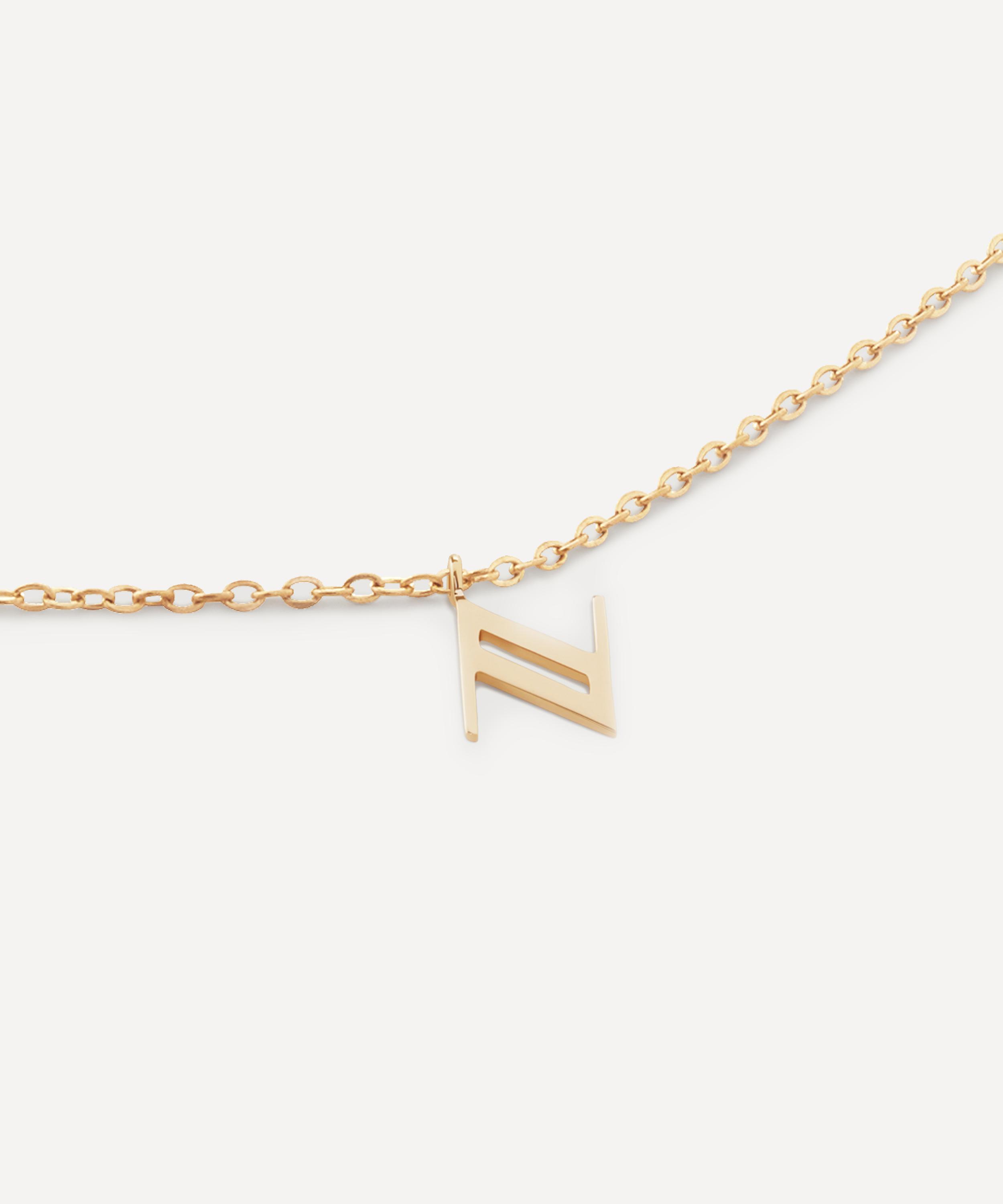 Monica Vinader - 14ct Gold Small N Initial Pendant Necklace image number 1