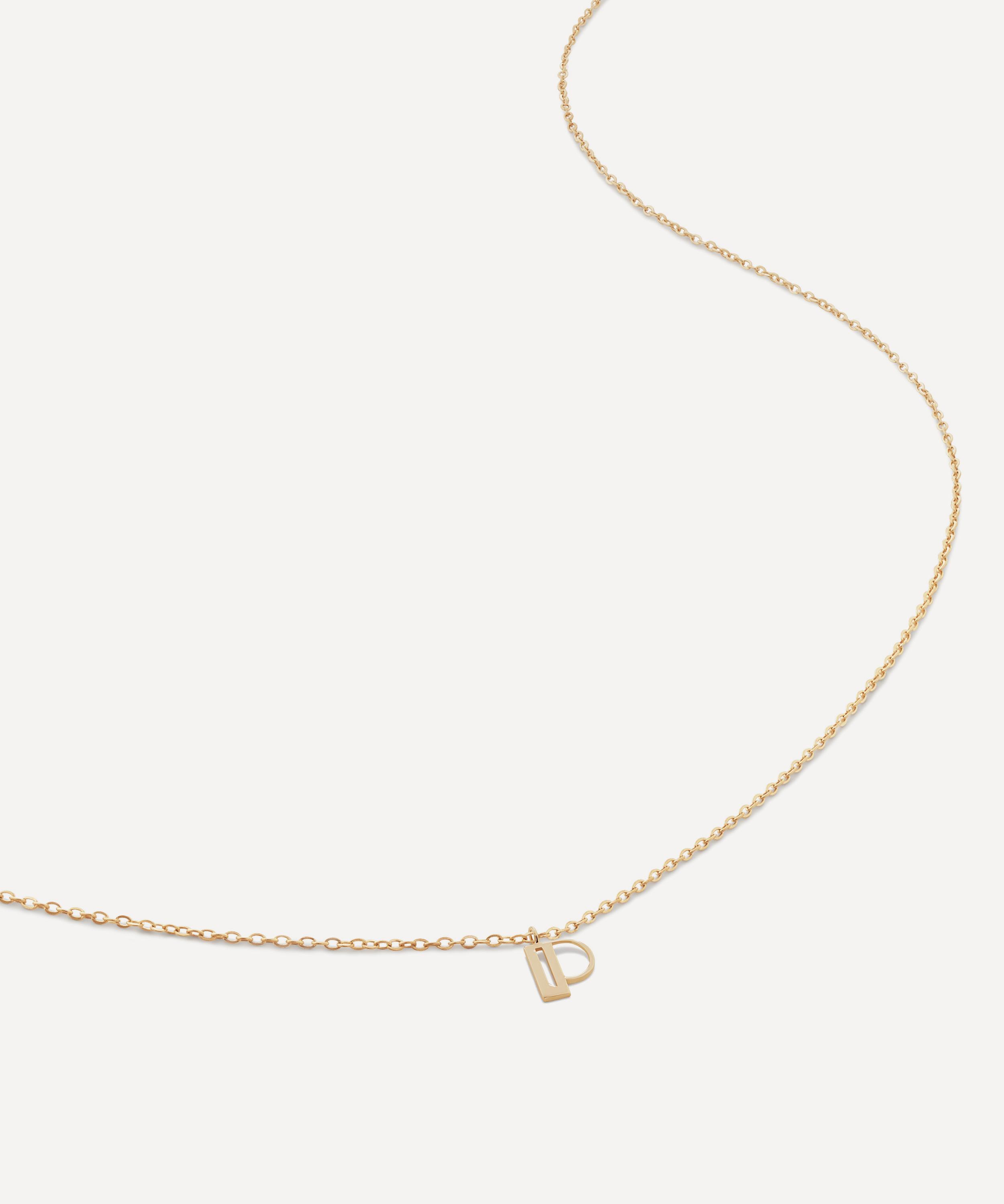 Monica Vinader - 14ct Gold Small P Initial Pendant Necklace image number 0