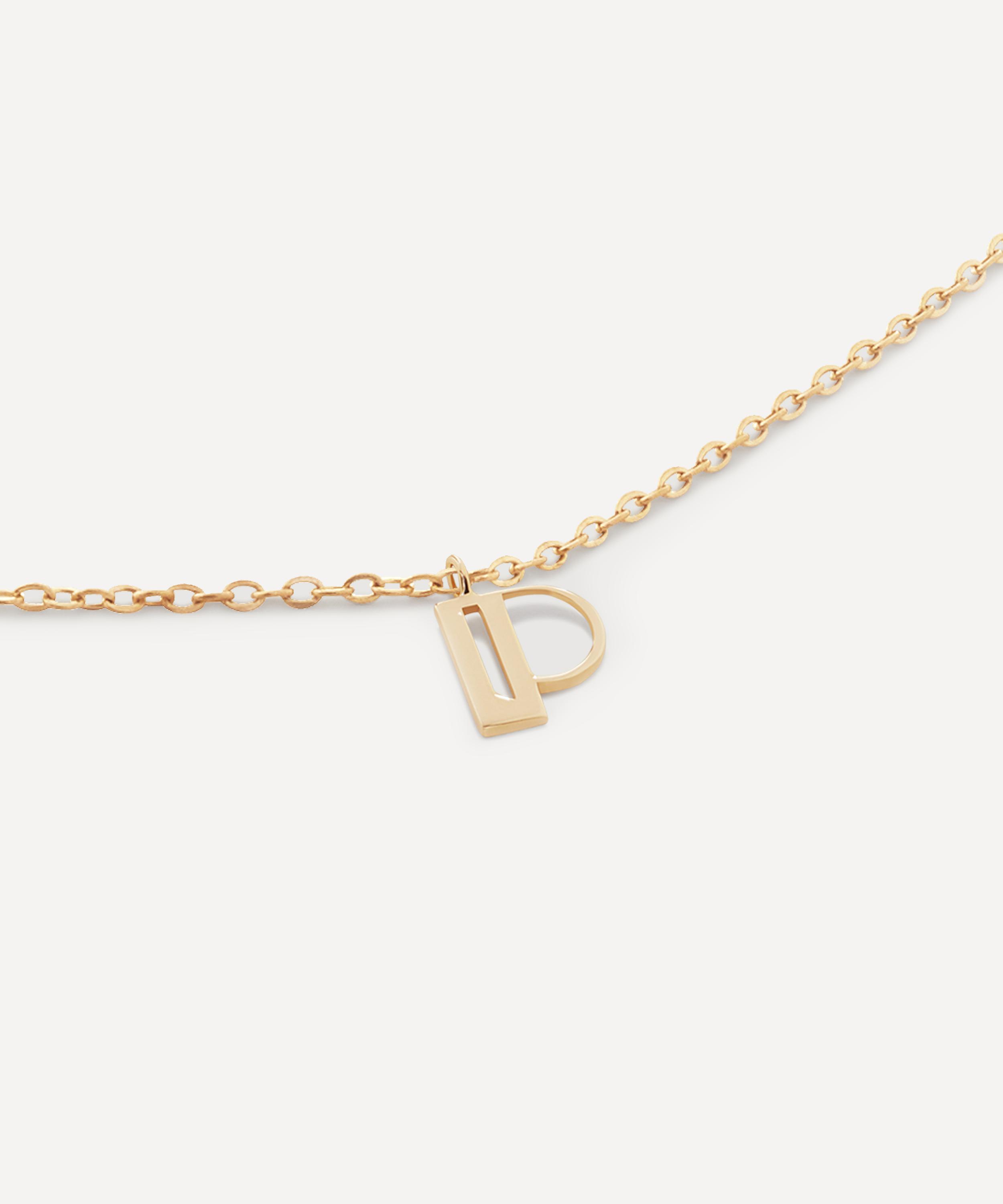 Monica Vinader - 14ct Gold Small P Initial Pendant Necklace image number 1