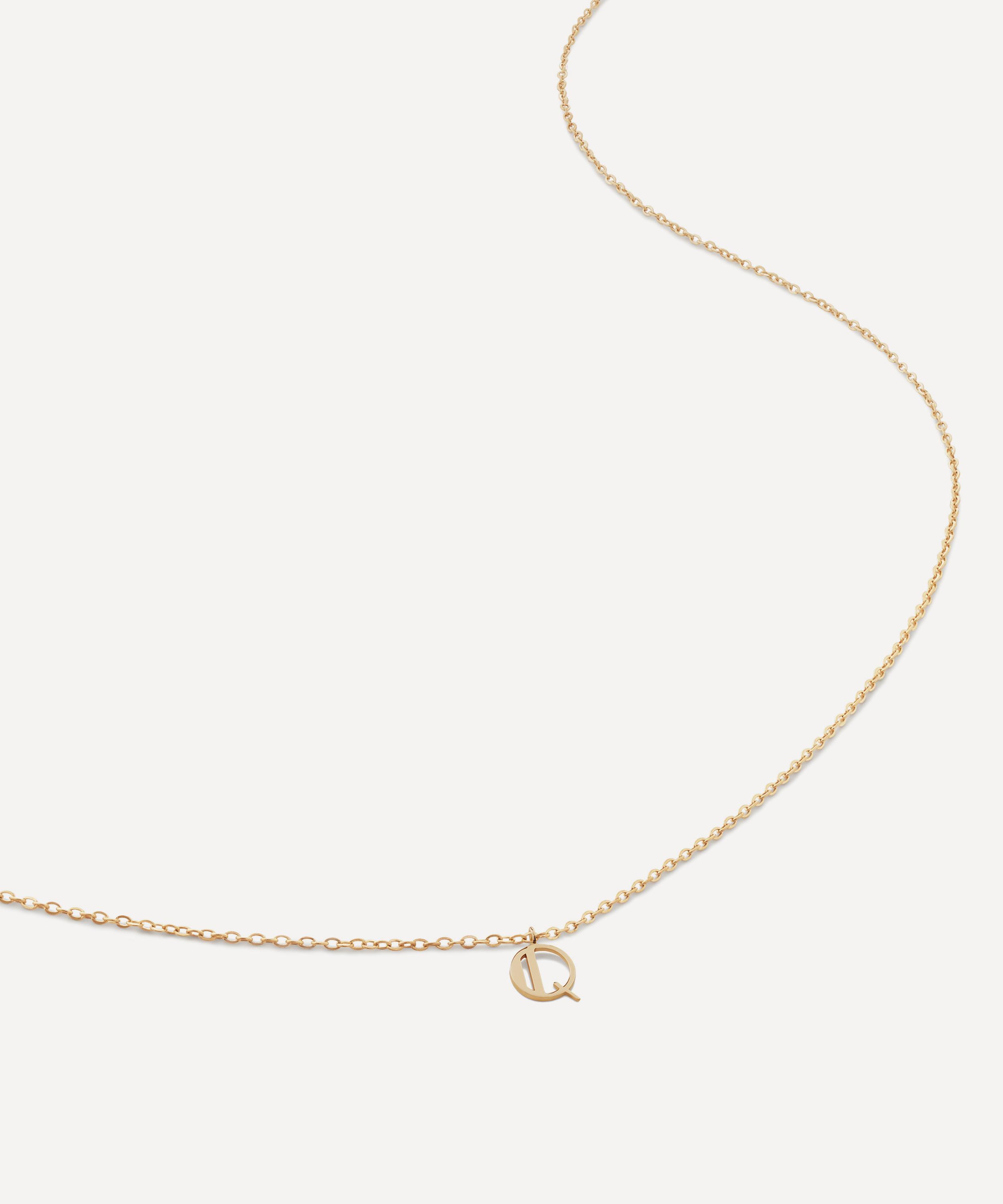 Monica Vinader - 14ct Gold Small Q Initial Pendant Necklace image number 0