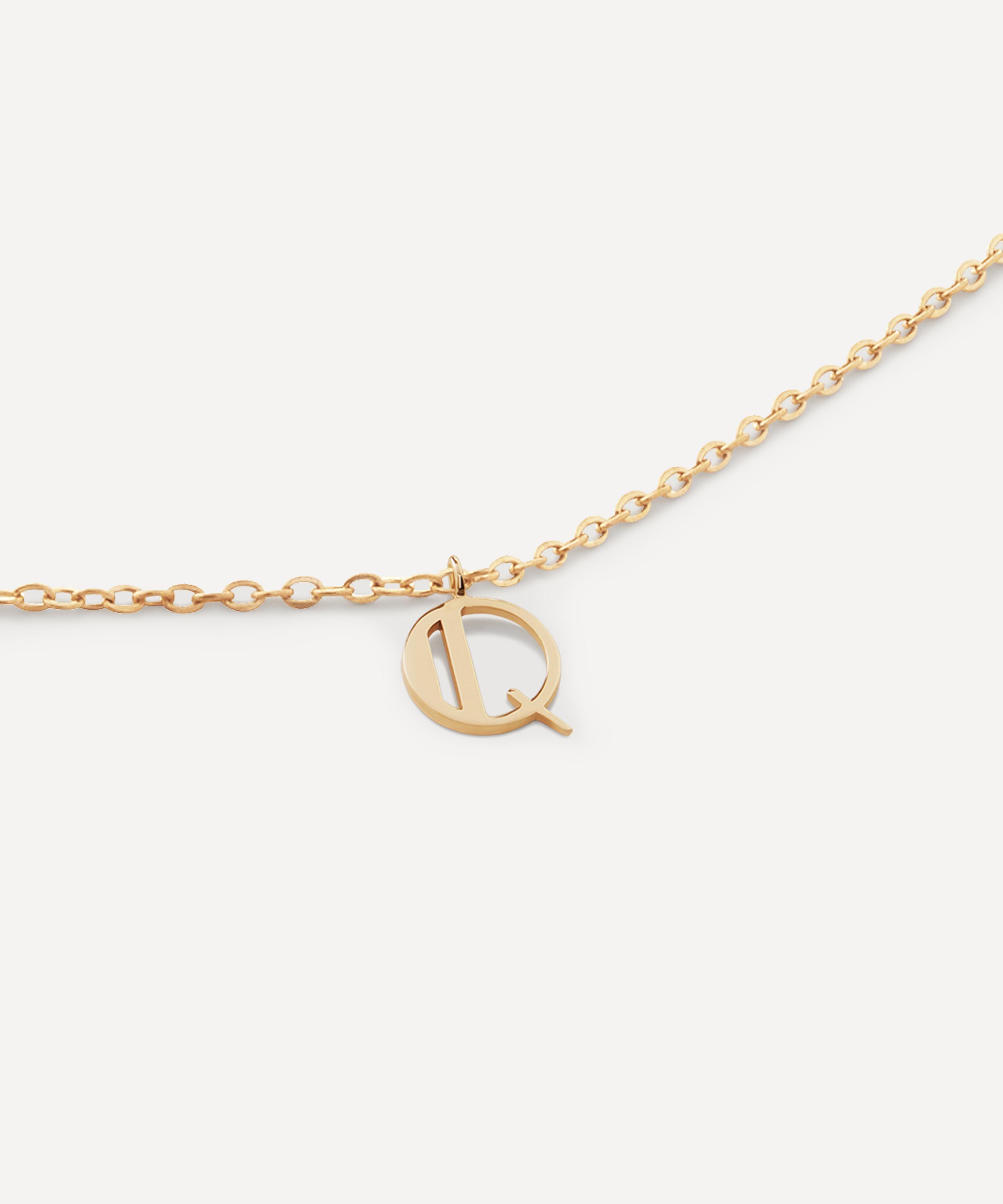 Monica Vinader - 14ct Gold Small Q Initial Pendant Necklace image number 1