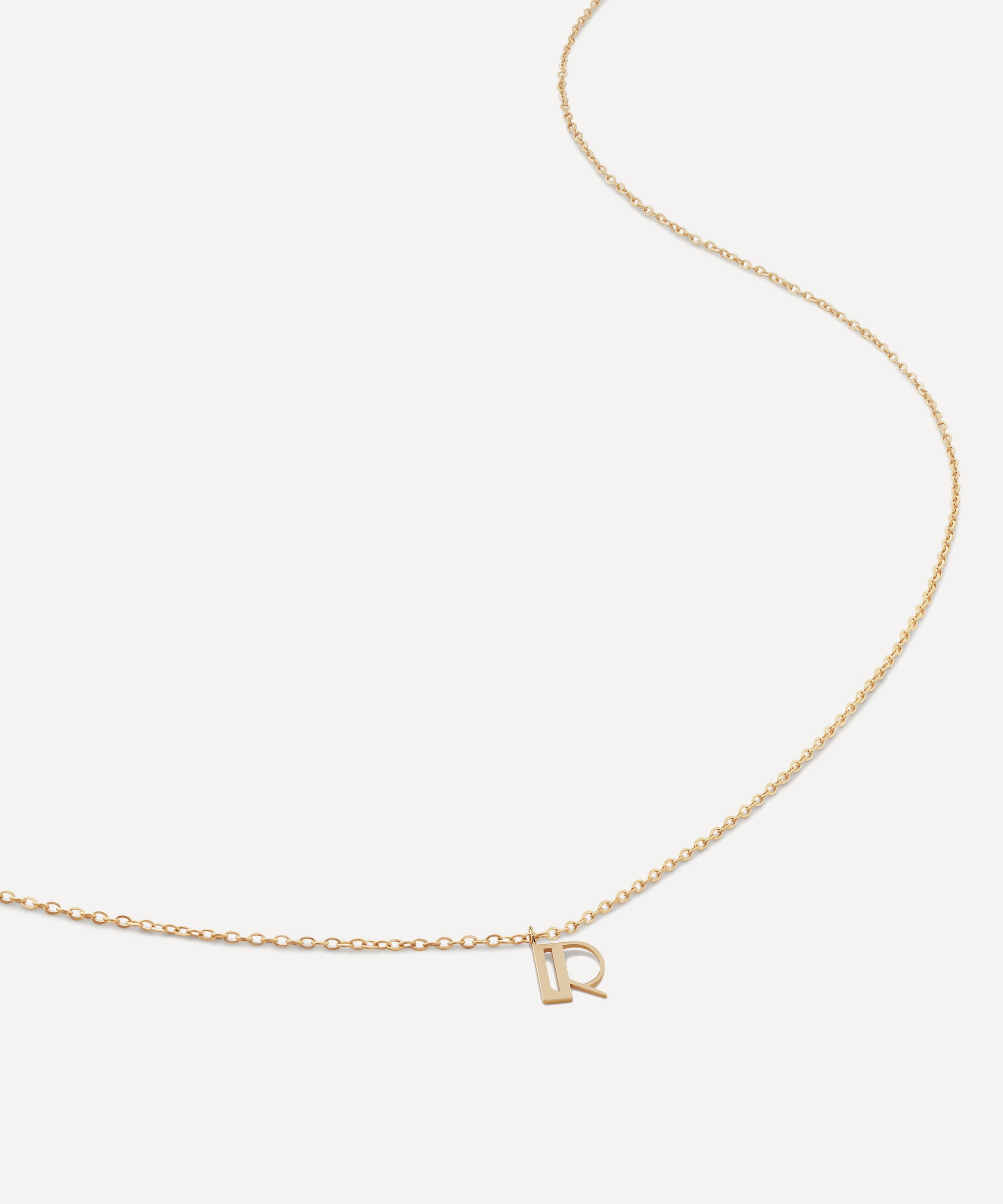 Monica Vinader - 14ct Gold Small R Initial Pendant Necklace image number 0