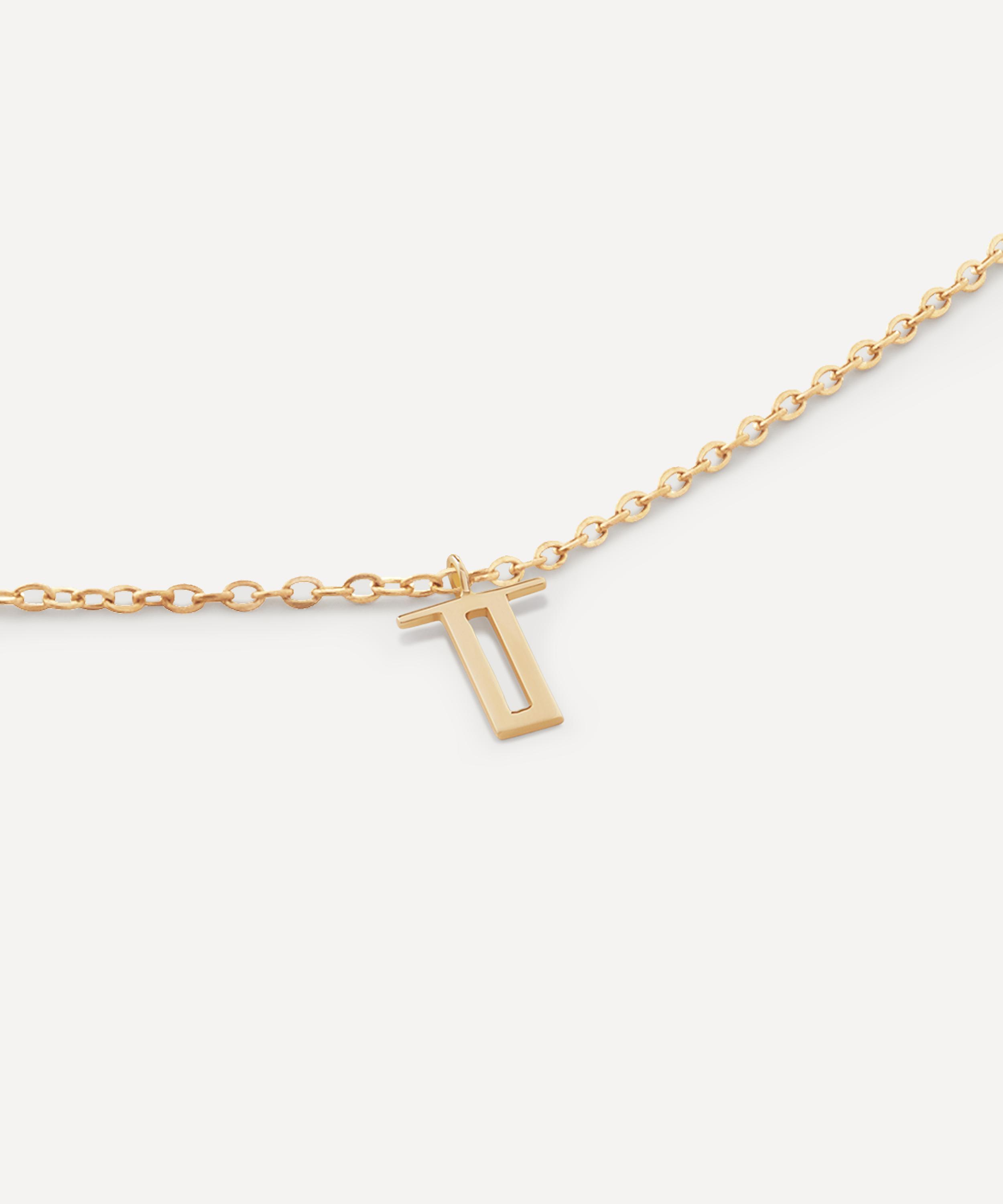 Monica Vinader - 14ct Gold Small T Initial Pendant Necklace image number 1