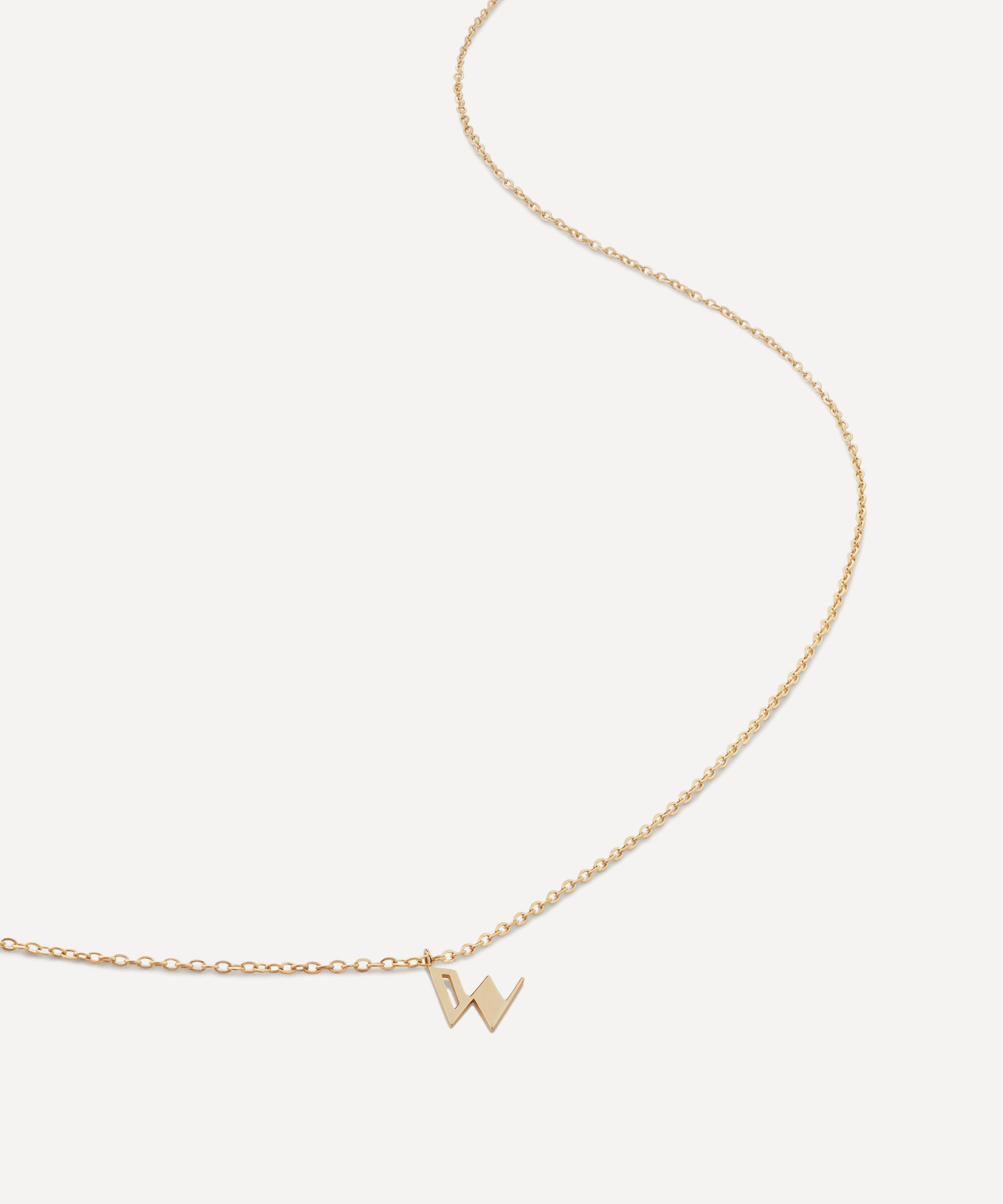 Monica Vinader - 14ct Gold Small W Initial Pendant Necklace image number 0