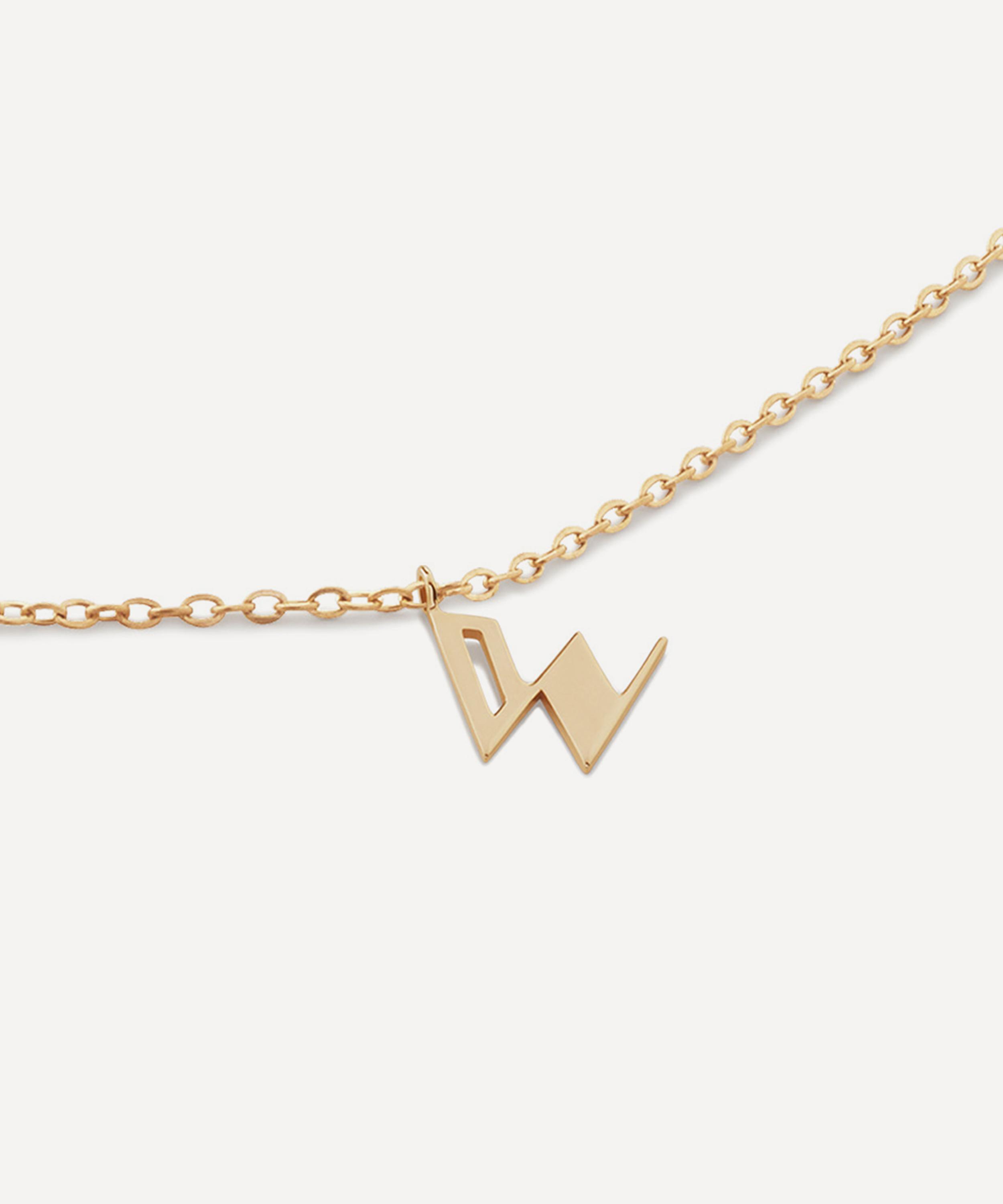 Monica Vinader - 14ct Gold Small W Initial Pendant Necklace image number 1