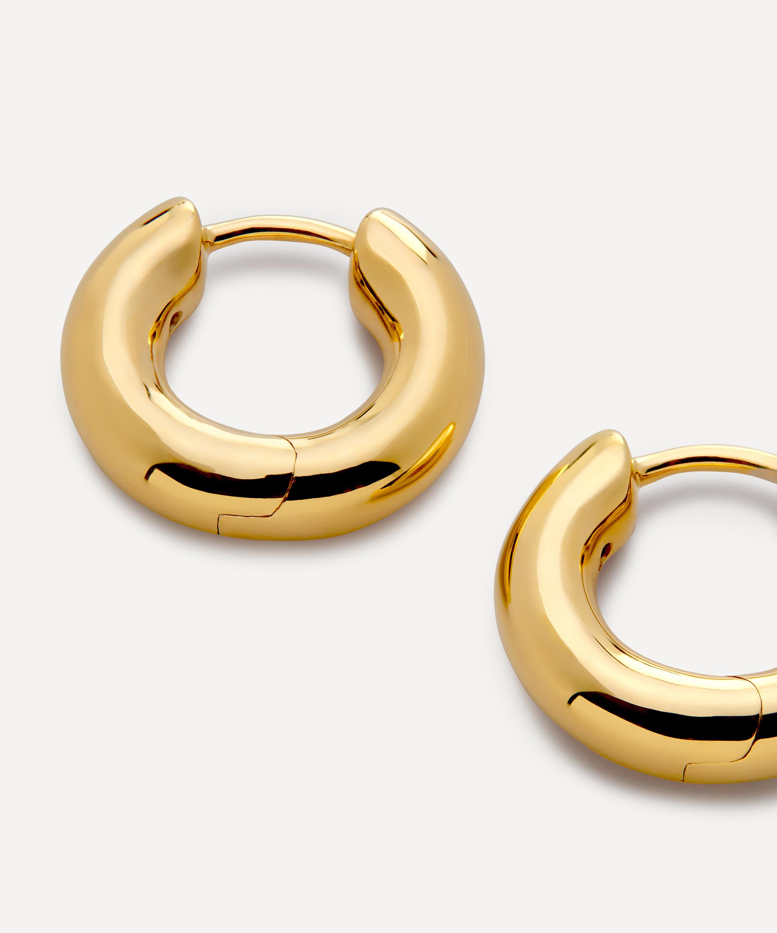 Monica Vinader - 18ct Gold-Plated Vermeil Silver Essential Click Huggie Hoop Earrings image number 1