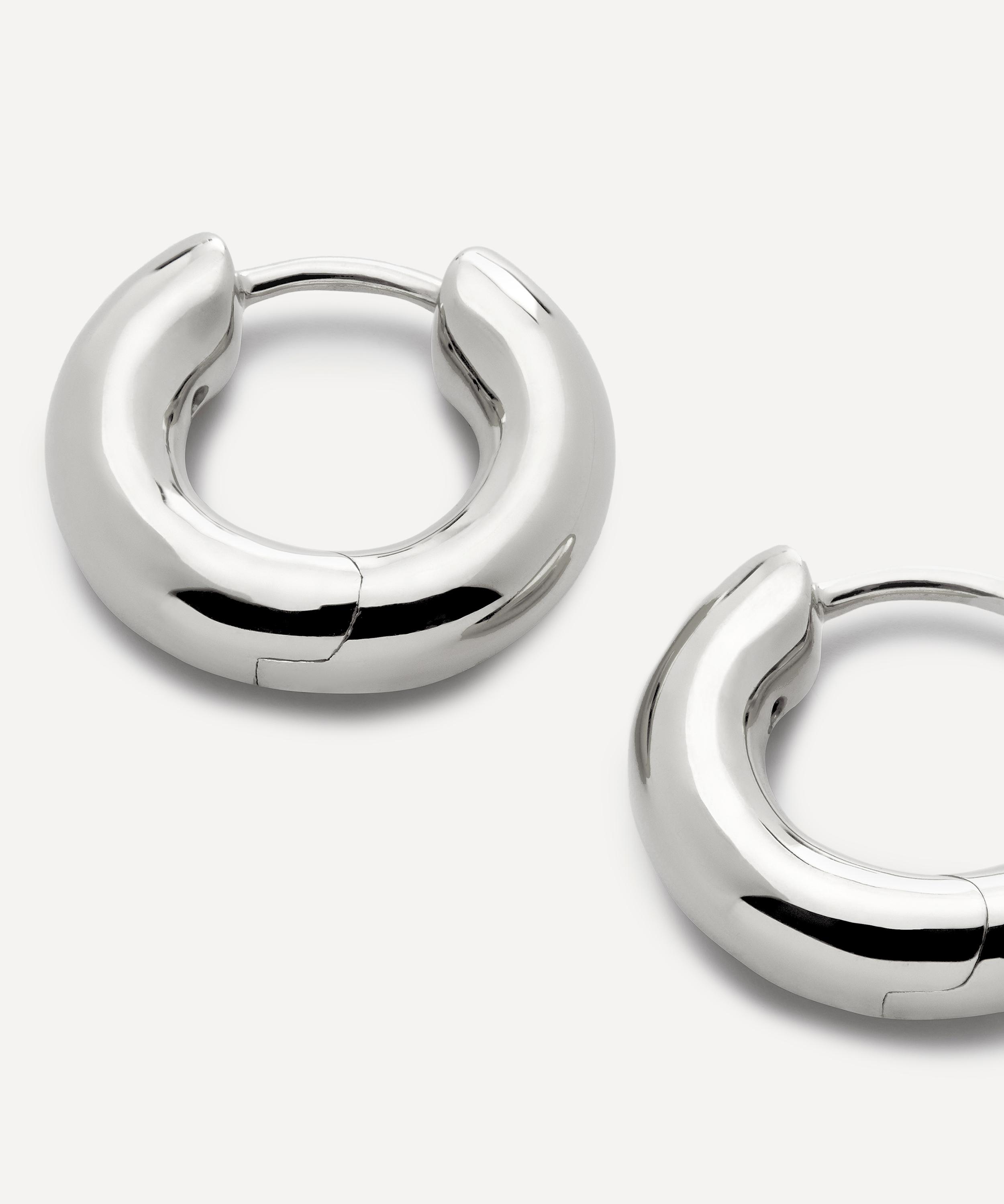 Monica Vinader - Sterling Silver Essential Click Huggie Hoop Earrings image number 1