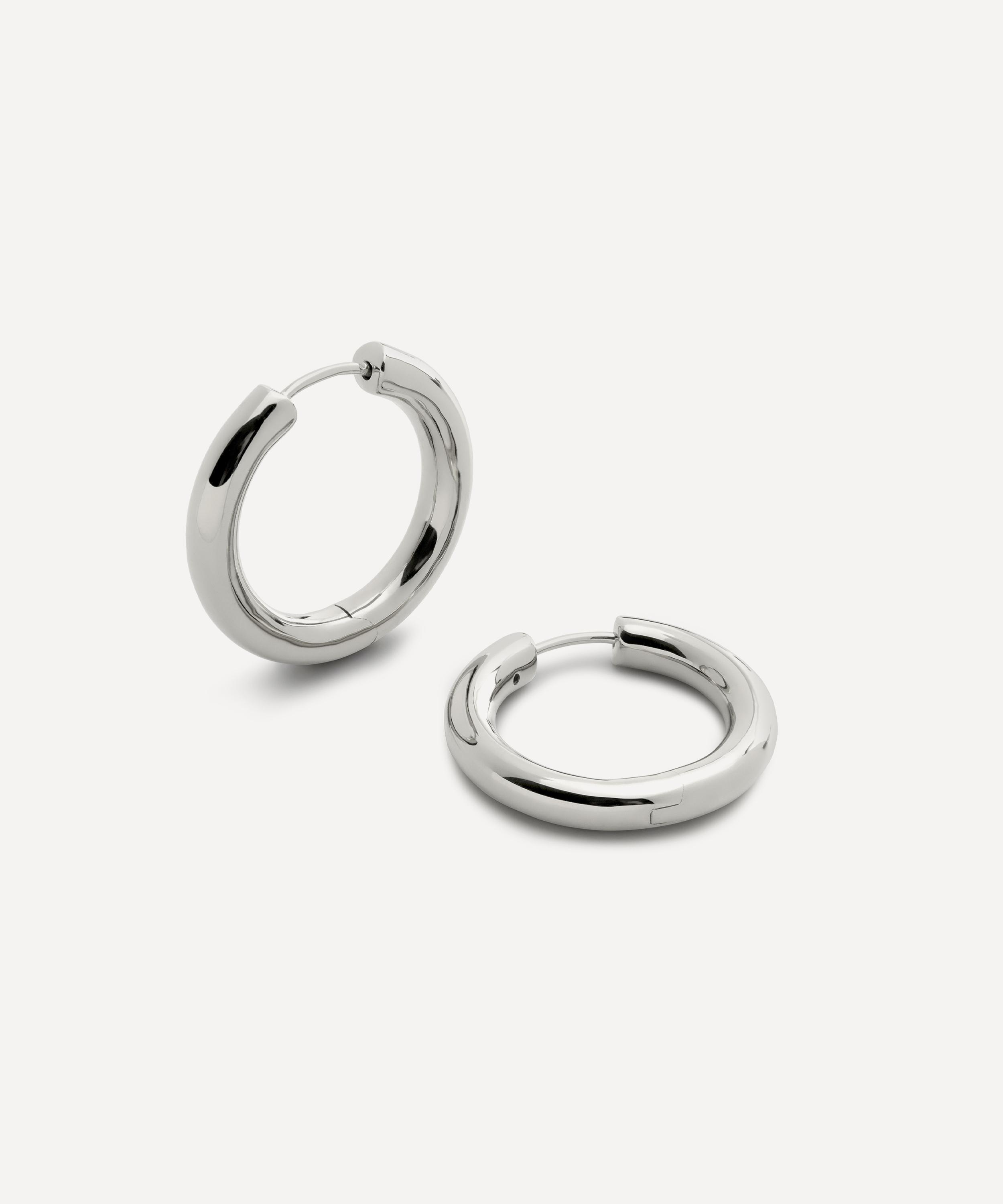 Monica Vinader - Sterling Silver Essential Click Medium Hoop Earrings image number 0