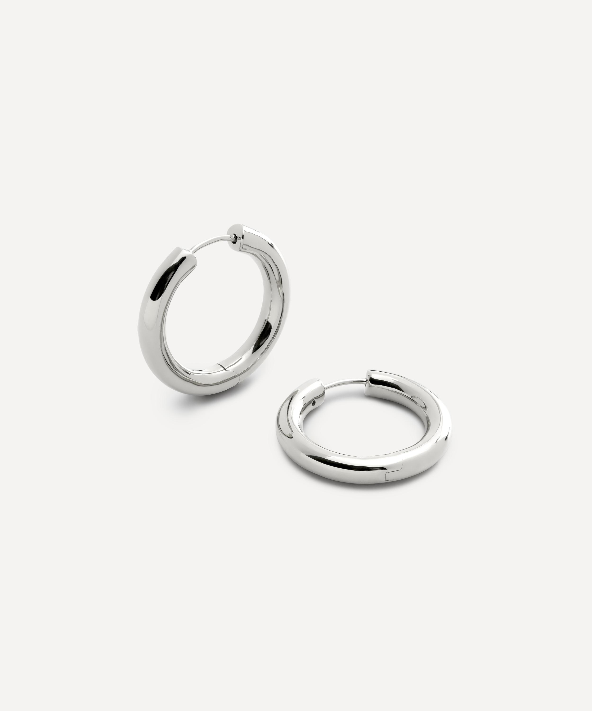 Monica Vinader - Sterling Silver Essential Click Medium Hoop Earrings image number 1