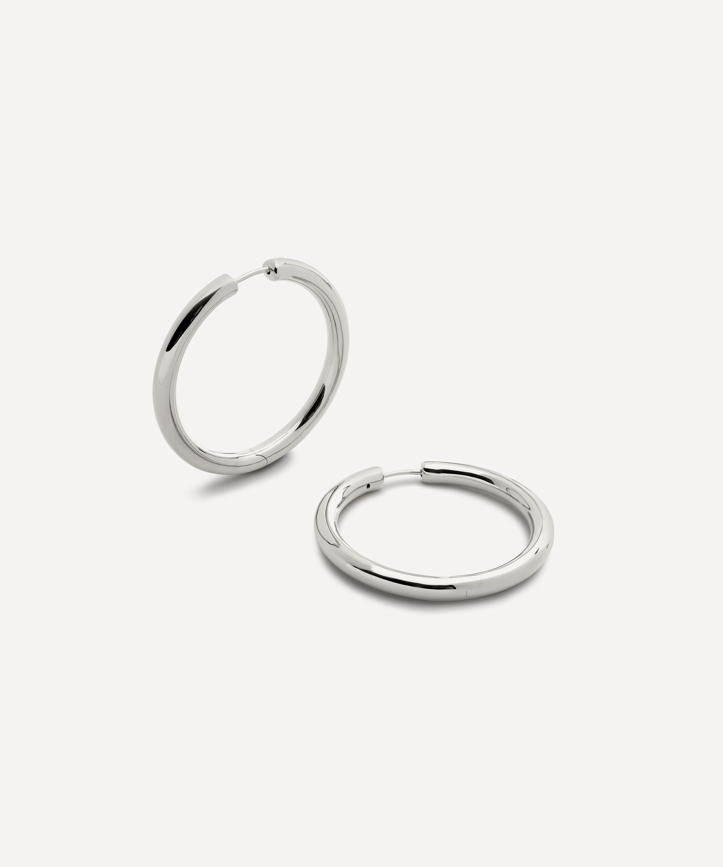 Monica Vinader - Sterling Silver Essential Click Large Hoop Earrings image number 0