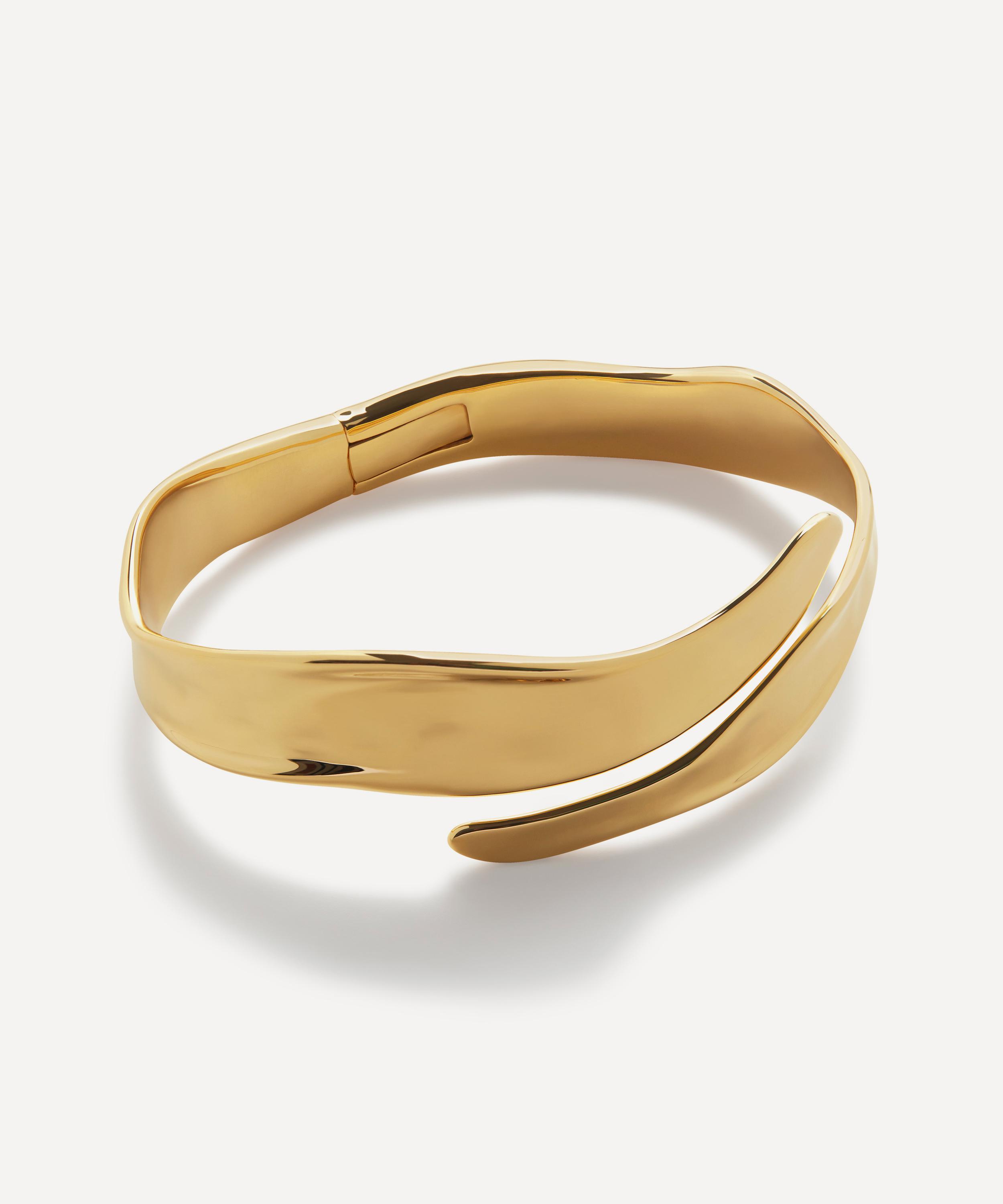 Monica Vinader - 18ct Gold-Plated Vermeil Silver Wave Open Bold Cuff Bracelet image number 0