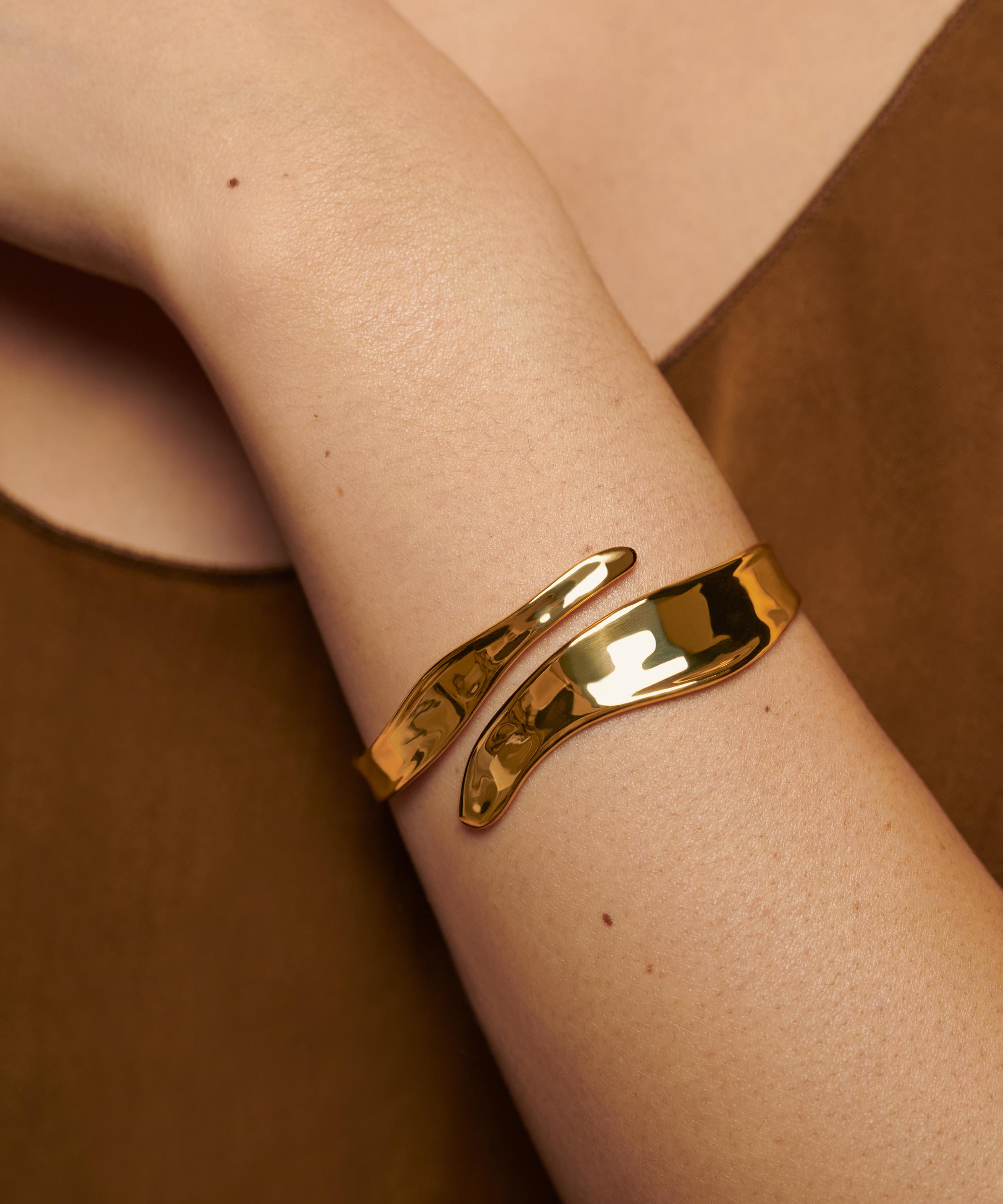 Monica Vinader - 18ct Gold-Plated Vermeil Silver Wave Open Bold Cuff Bracelet image number 1