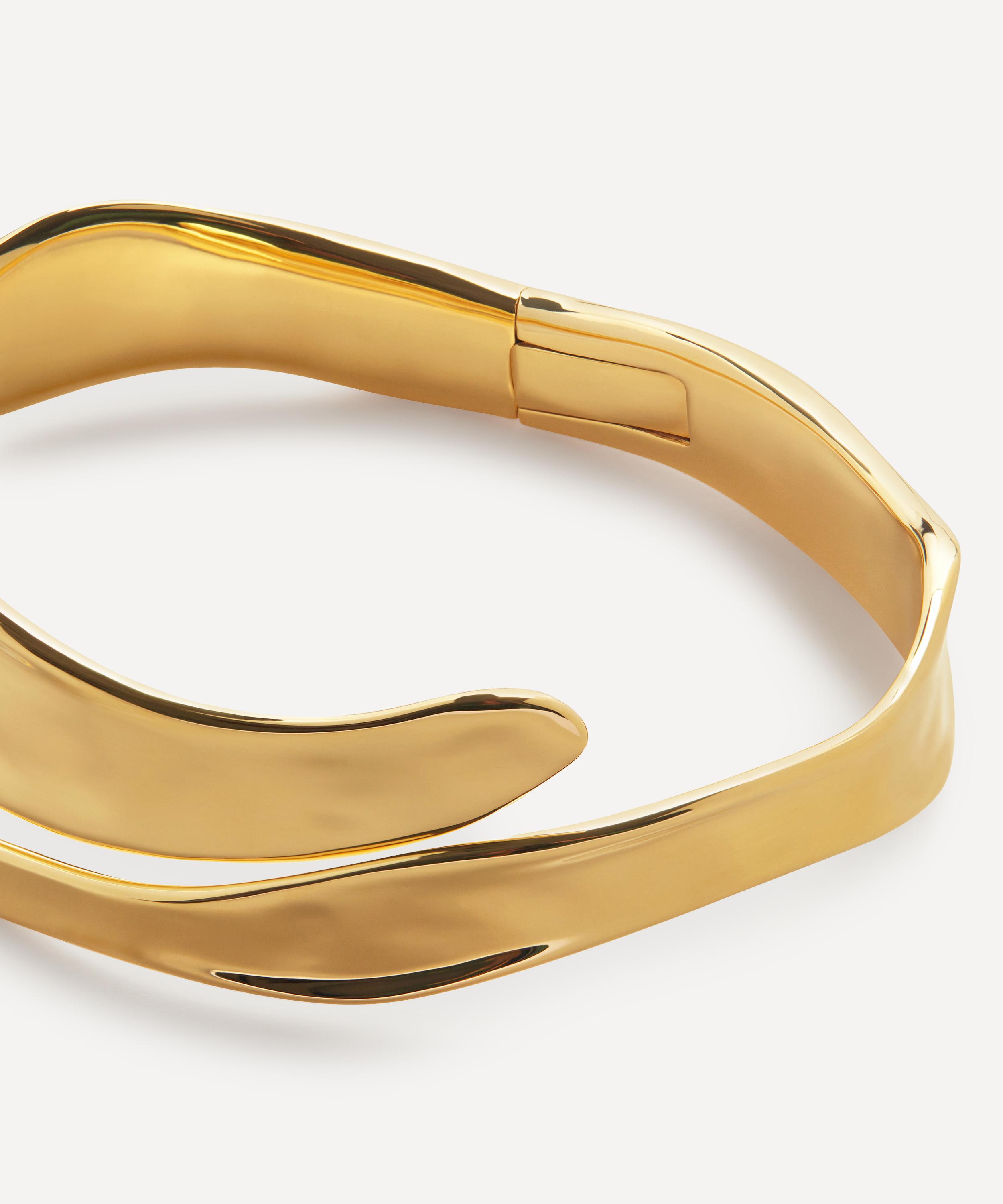 Monica Vinader - 18ct Gold-Plated Vermeil Silver Wave Open Bold Cuff Bracelet image number 2