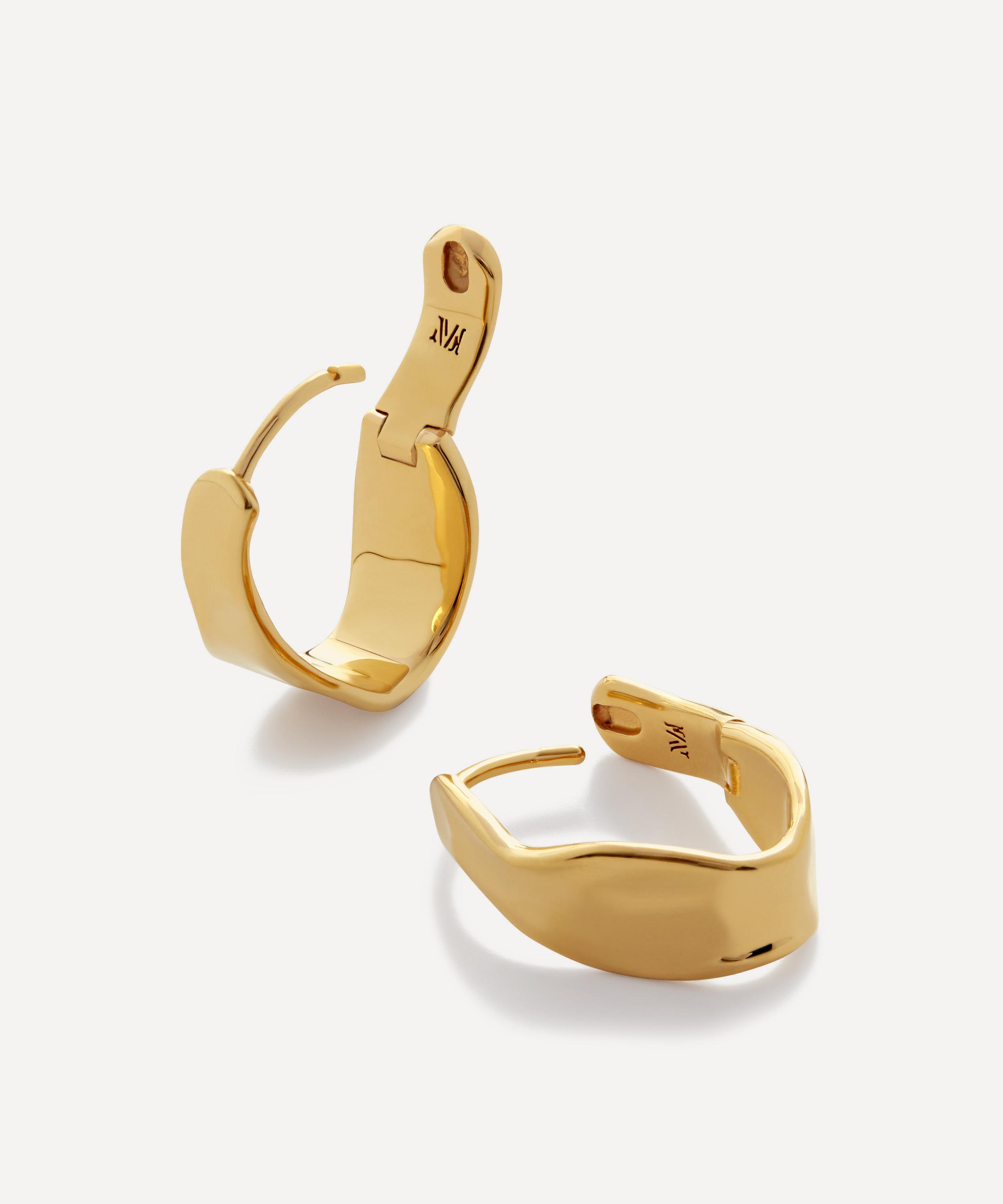 Monica Vinader - 18ct Gold-Plated Vermeil Silver Wave Medium Hoop Earrings image number 2