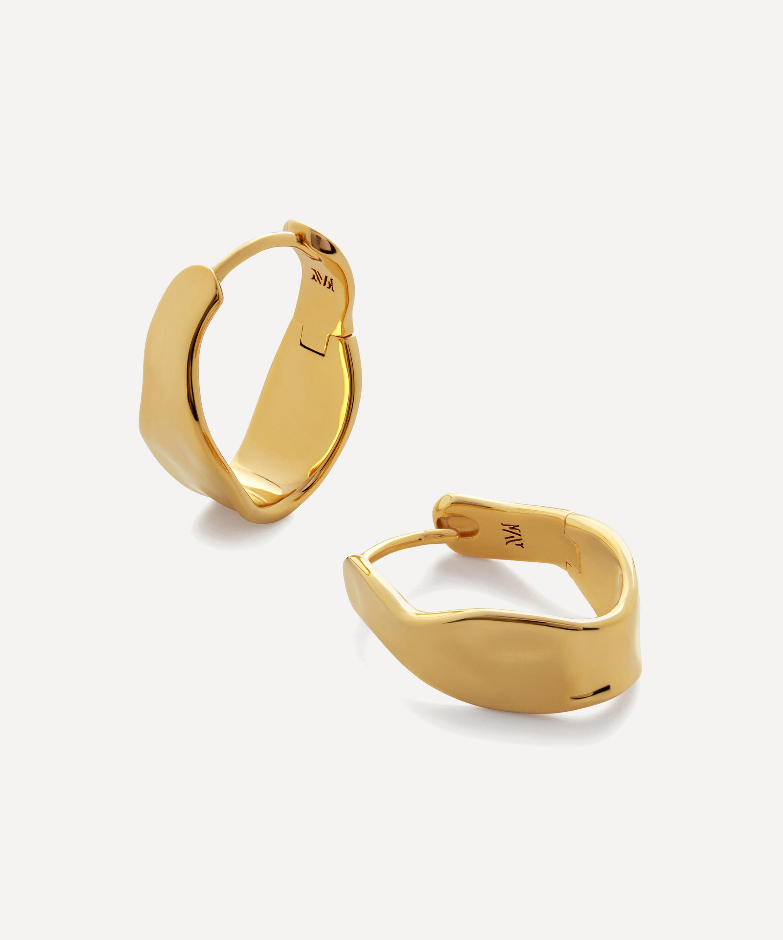 Monica Vinader - 18ct Gold-Plated Vermeil Silver Wave Medium Hoop Earrings image number 3
