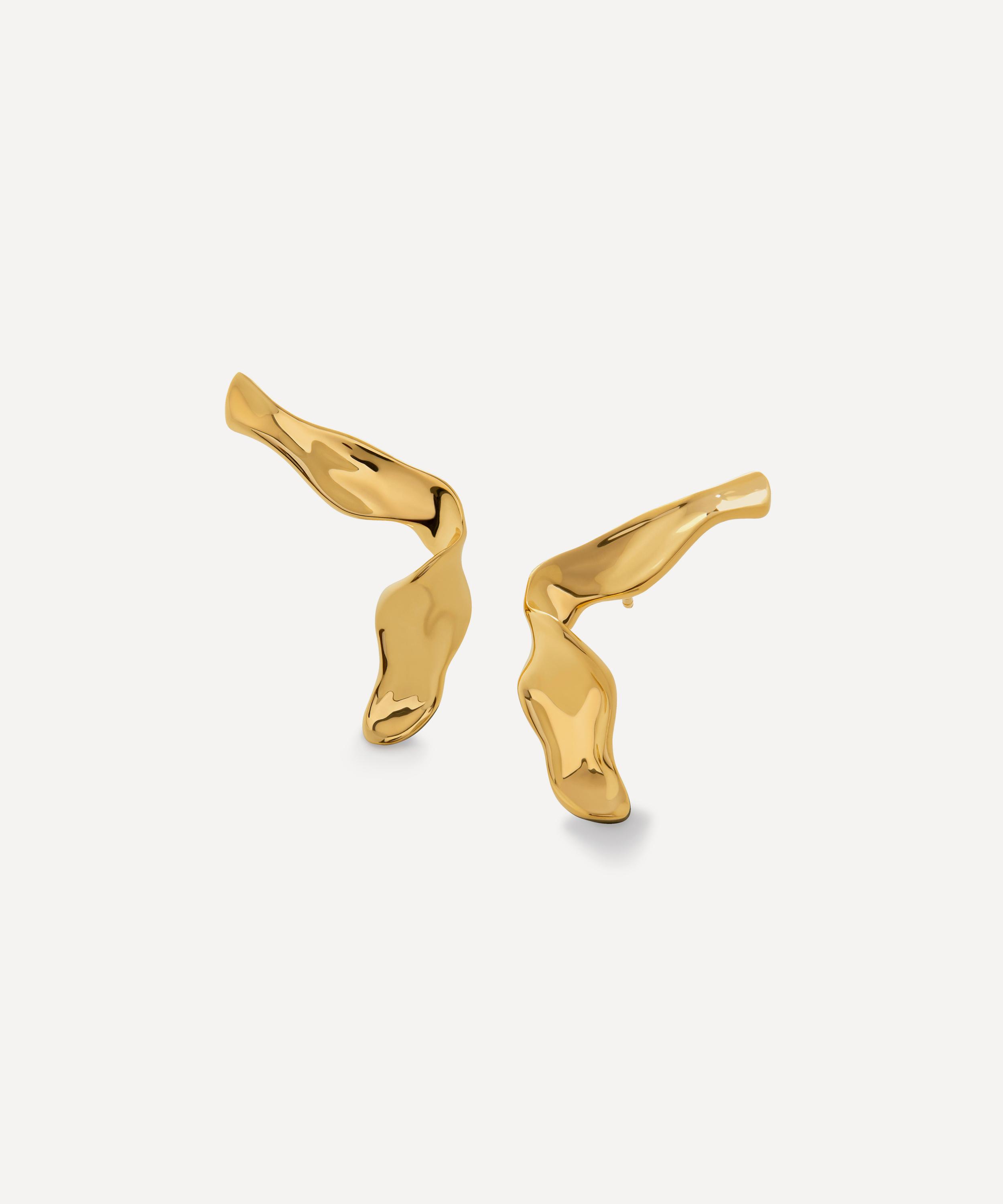 Monica Vinader - 18ct Gold-Plated Vermeil Silver Wave Large Stud Earrings image number 0