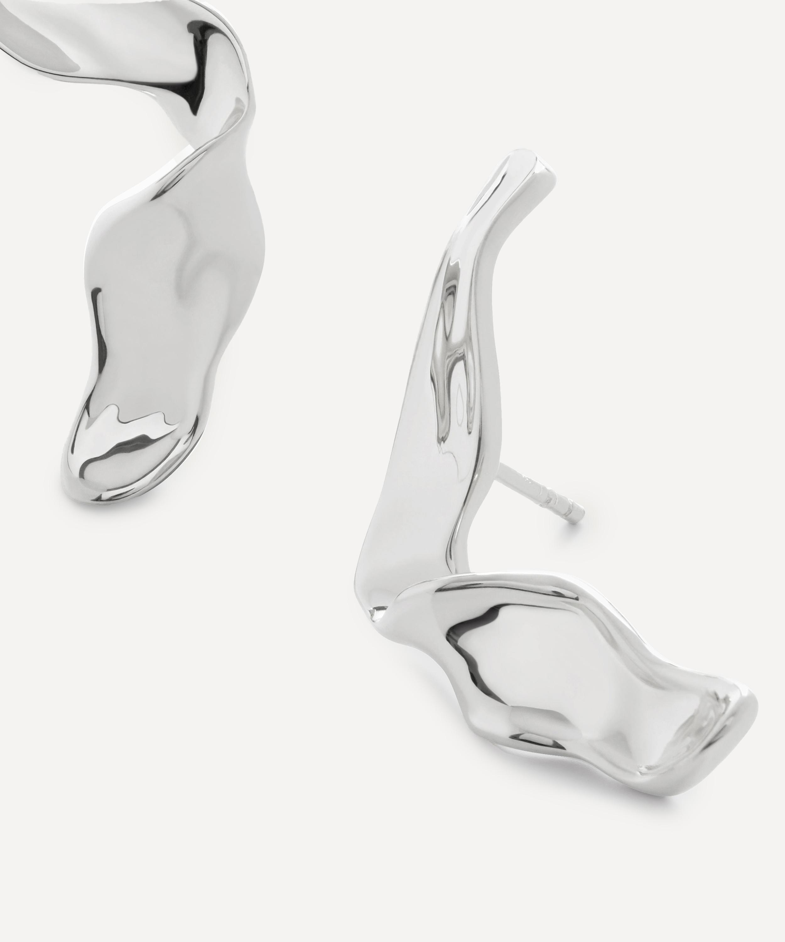 Monica Vinader - Sterling Silver Wave Large Stud Earrings image number 2