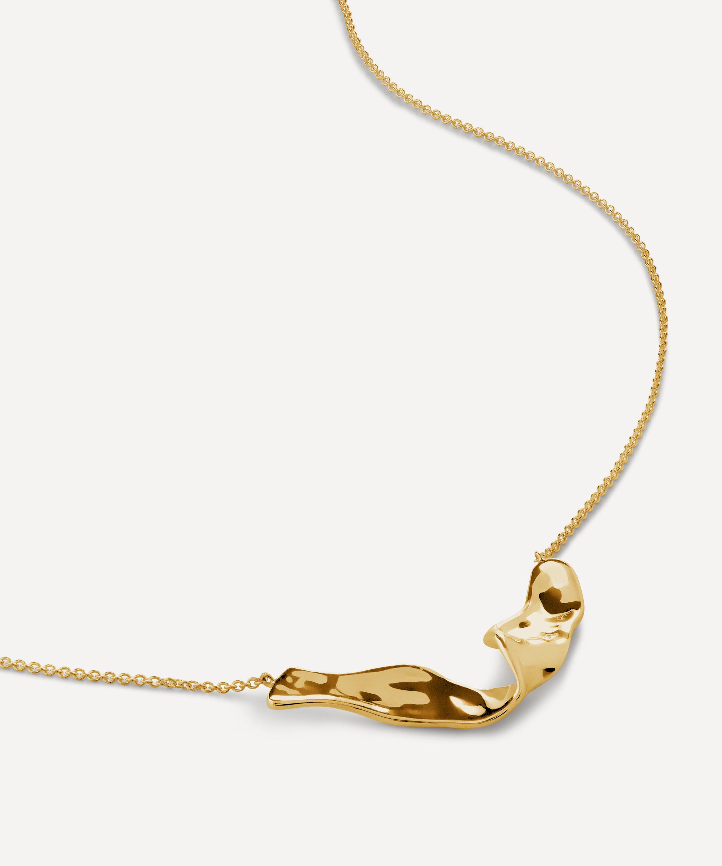Monica Vinader - 18ct Gold-Plated Vermeil Silver Wave Pendant Necklace image number 0