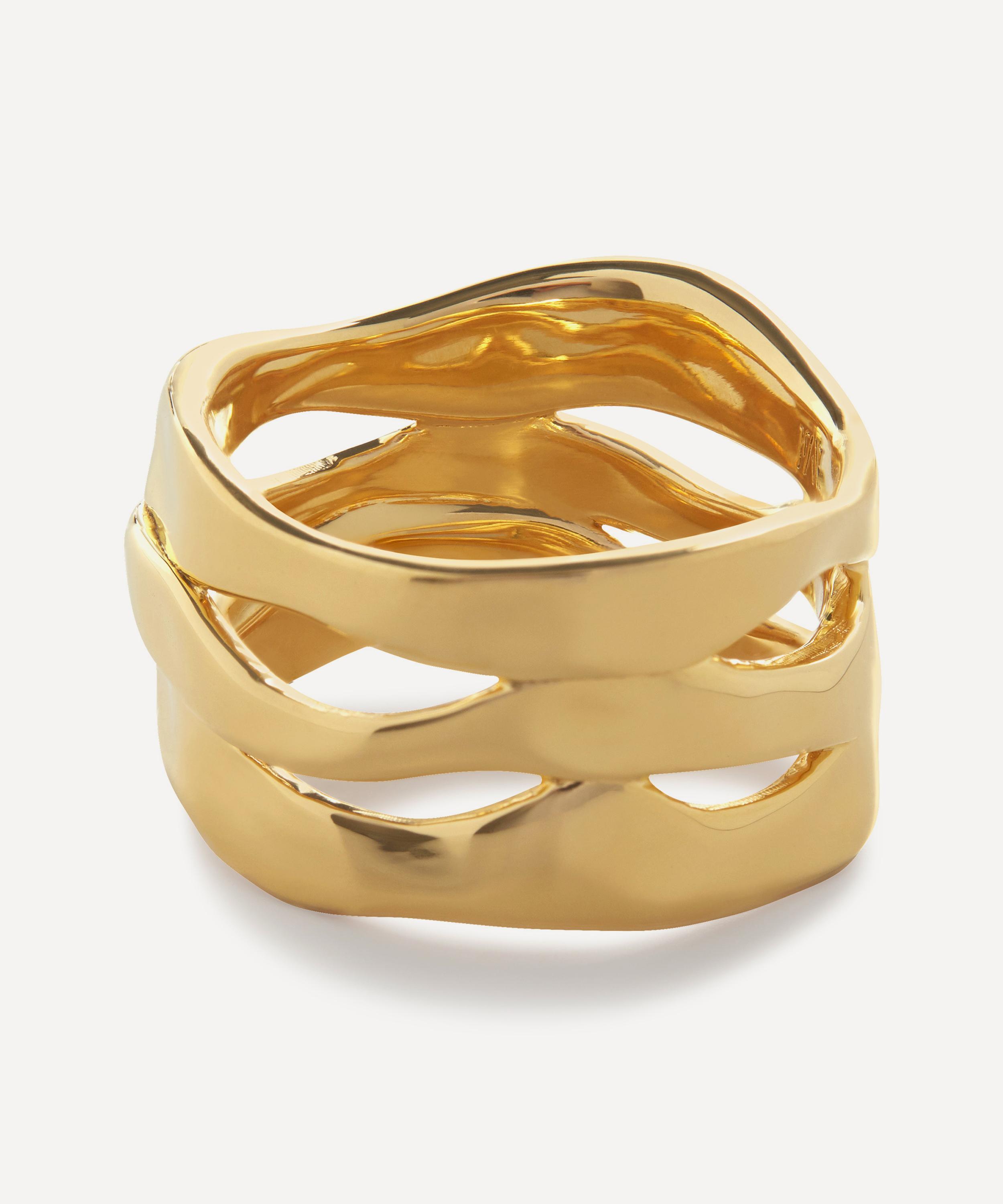 Monica Vinader - 18ct Gold-Plated Vermeil Silver Wave Band Ring image number 0