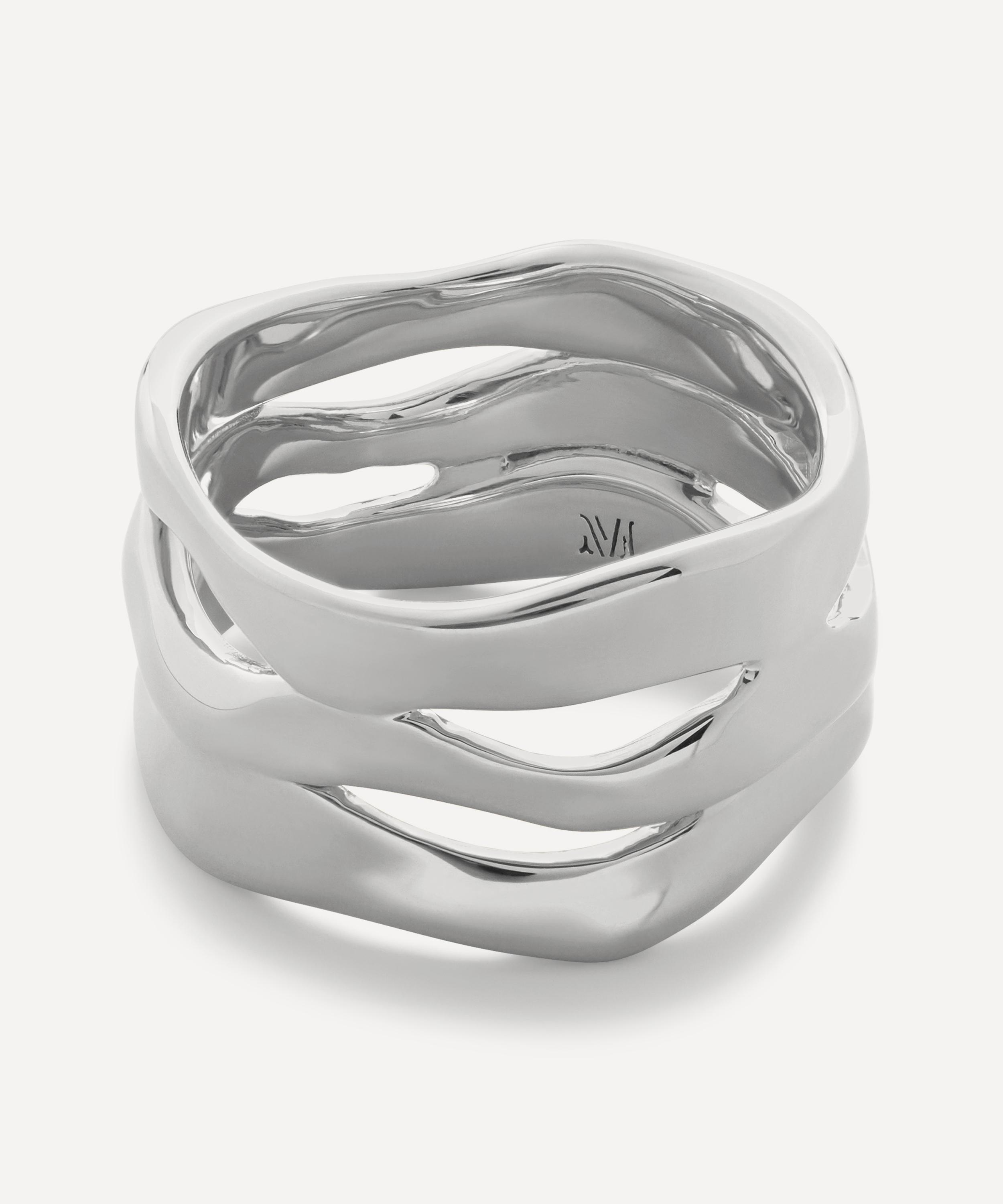 Monica Vinader - Sterling Silver Wave Band Ring image number 0