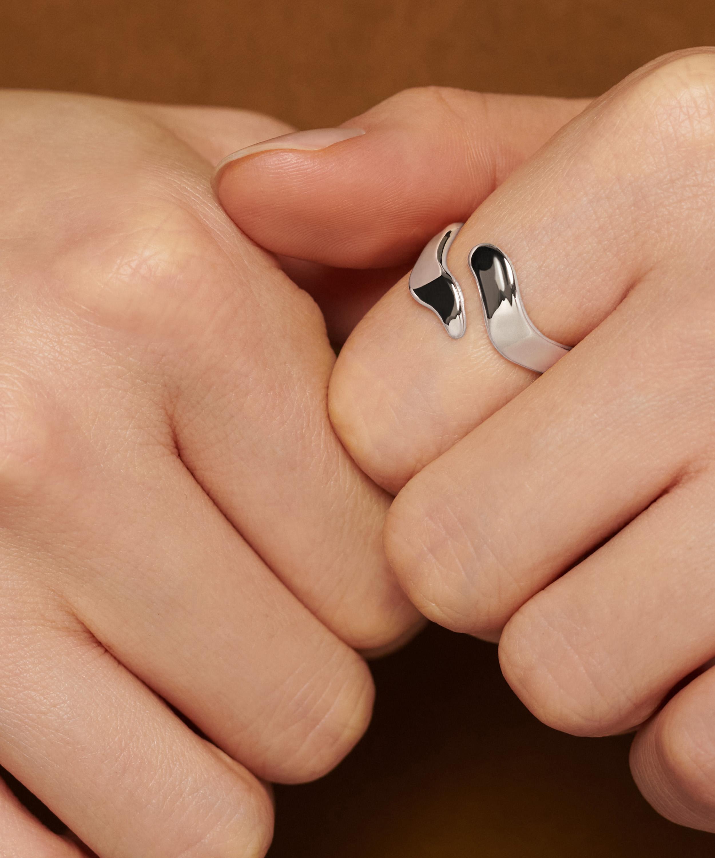 Monica Vinader - Sterling Silver Wave Warp Ring image number 1