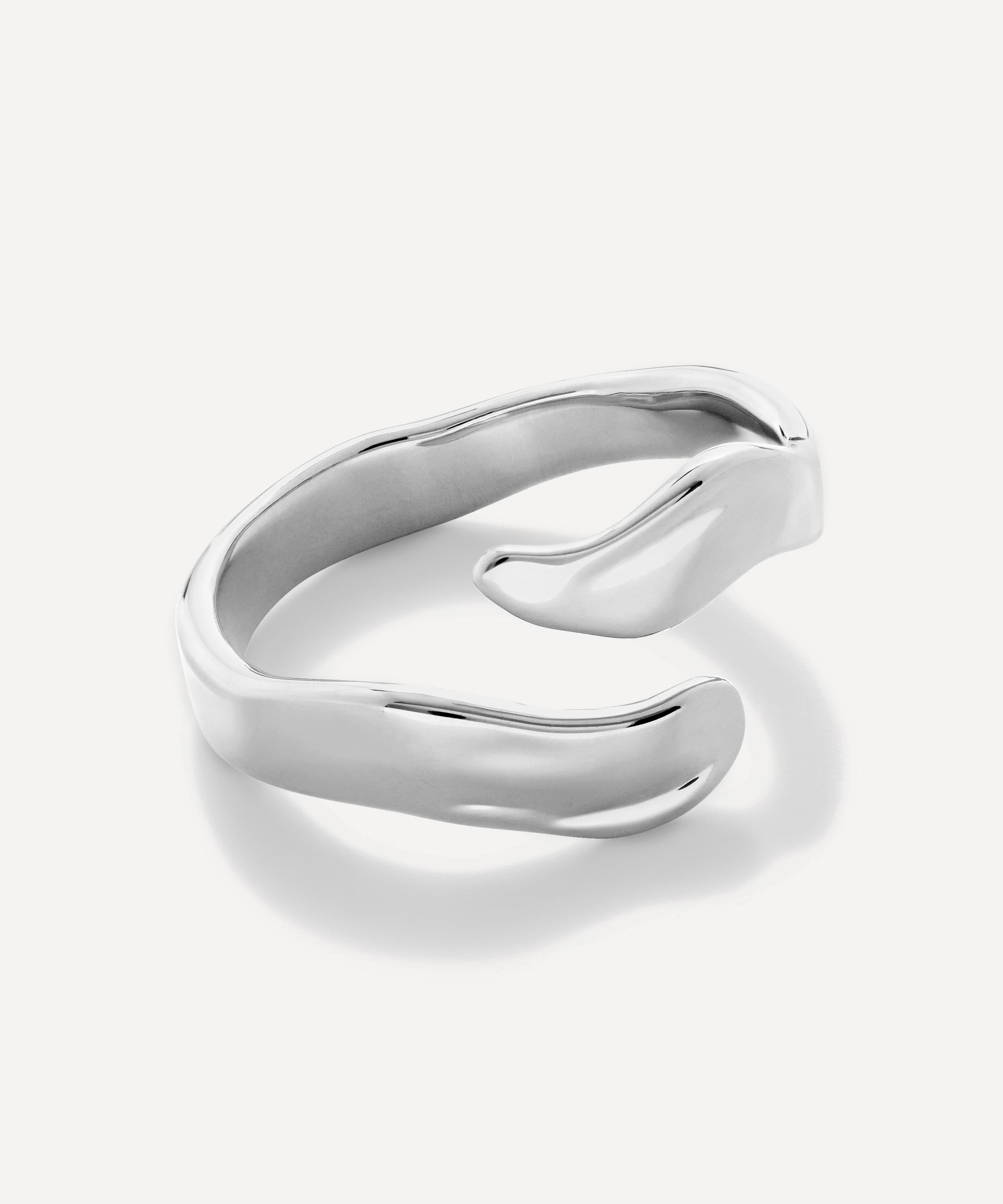 Monica Vinader - Sterling Silver Wave Warp Ring image number 2
