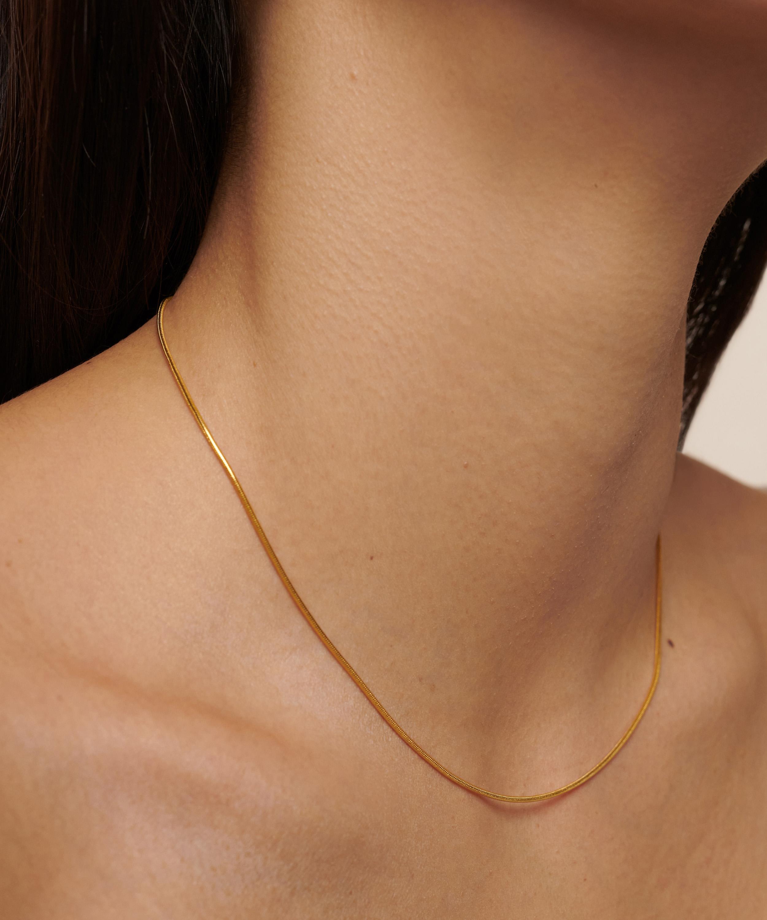 Monica Vinader - 18ct Gold-Plated Vermeil Silver Round Thin Snake Chain Necklace image number 1