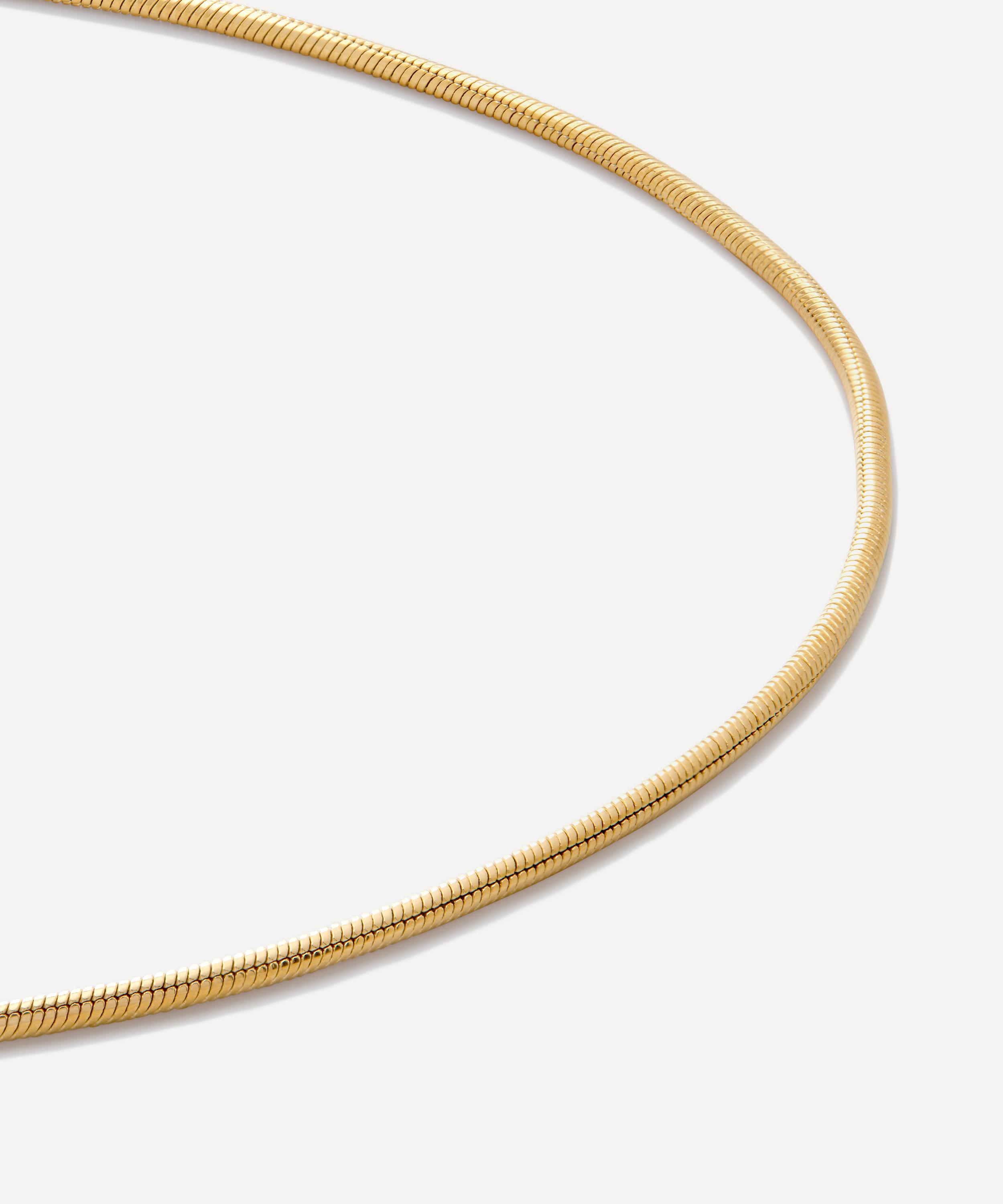 Monica Vinader - 18ct Gold-Plated Vermeil Silver Round Thin Snake Chain Necklace image number 3