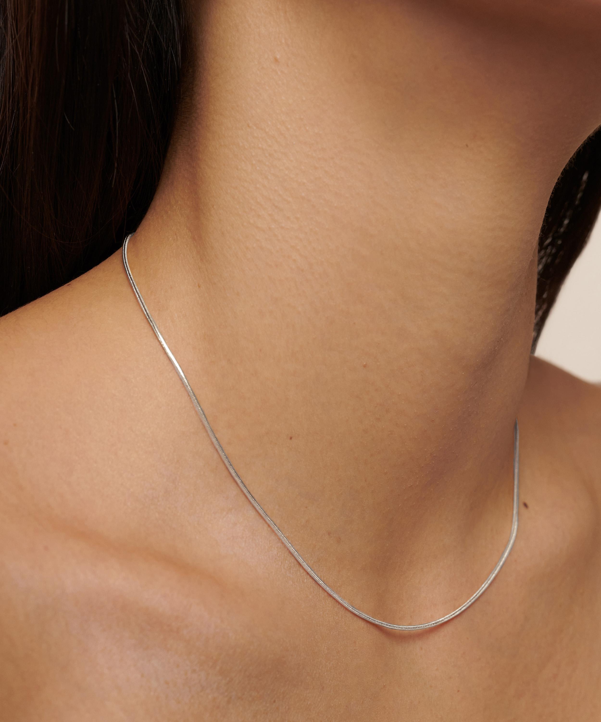 Monica Vinader - Sterling Silver Round Thin Snake Chain Necklace image number 1