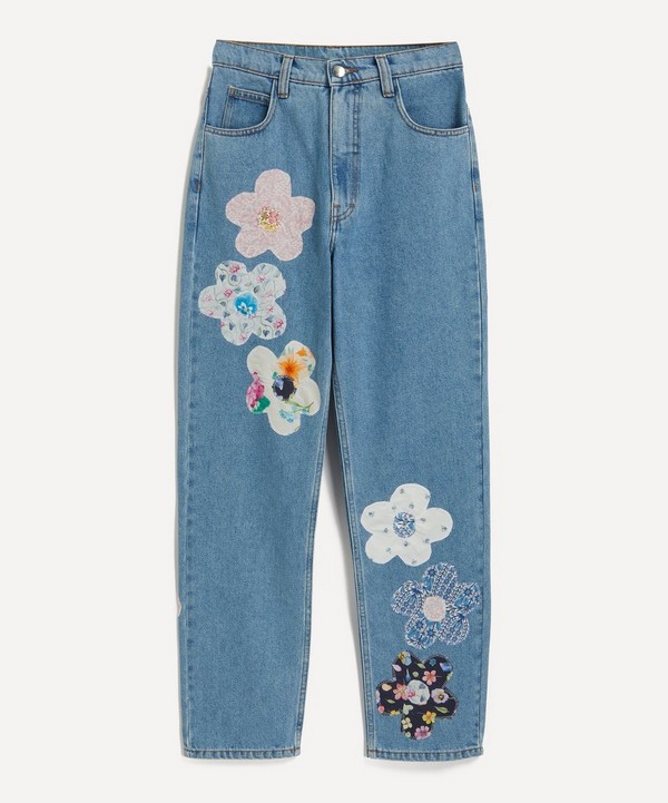 Fanfare Label - High-Waisted Liberty Floral Blue Jeans image number null