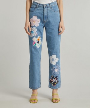 Fanfare Label - High-Waisted Liberty Floral Blue Jeans image number 2