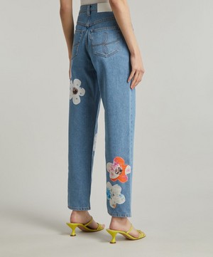 Fanfare Label - High-Waisted Liberty Floral Blue Jeans image number 3